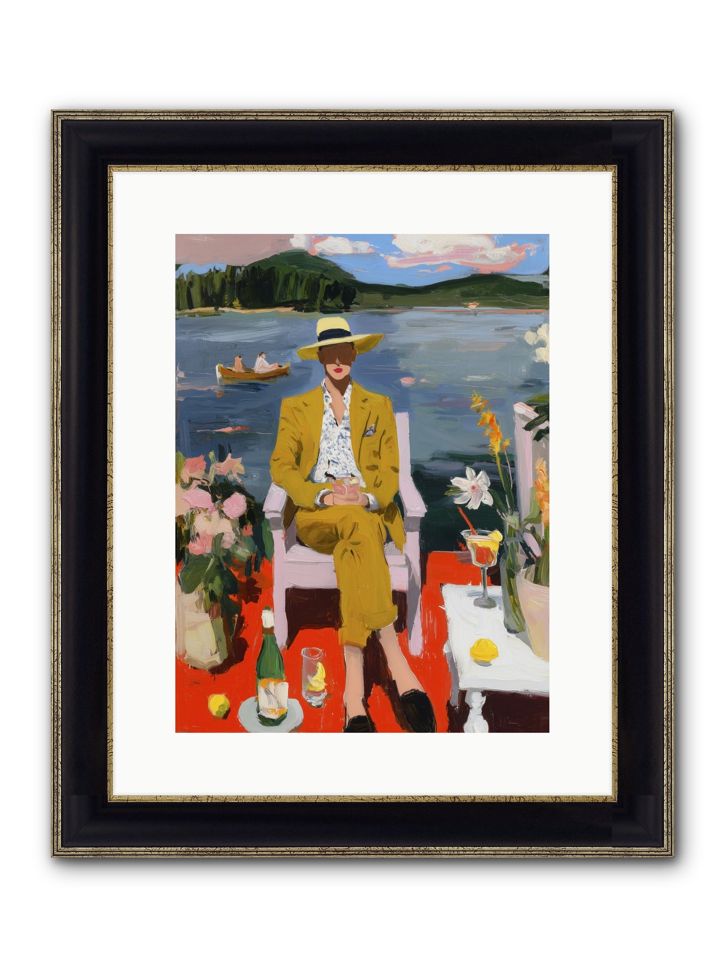 Dusk & Drinks Framed Print - Black & Gold 12x16