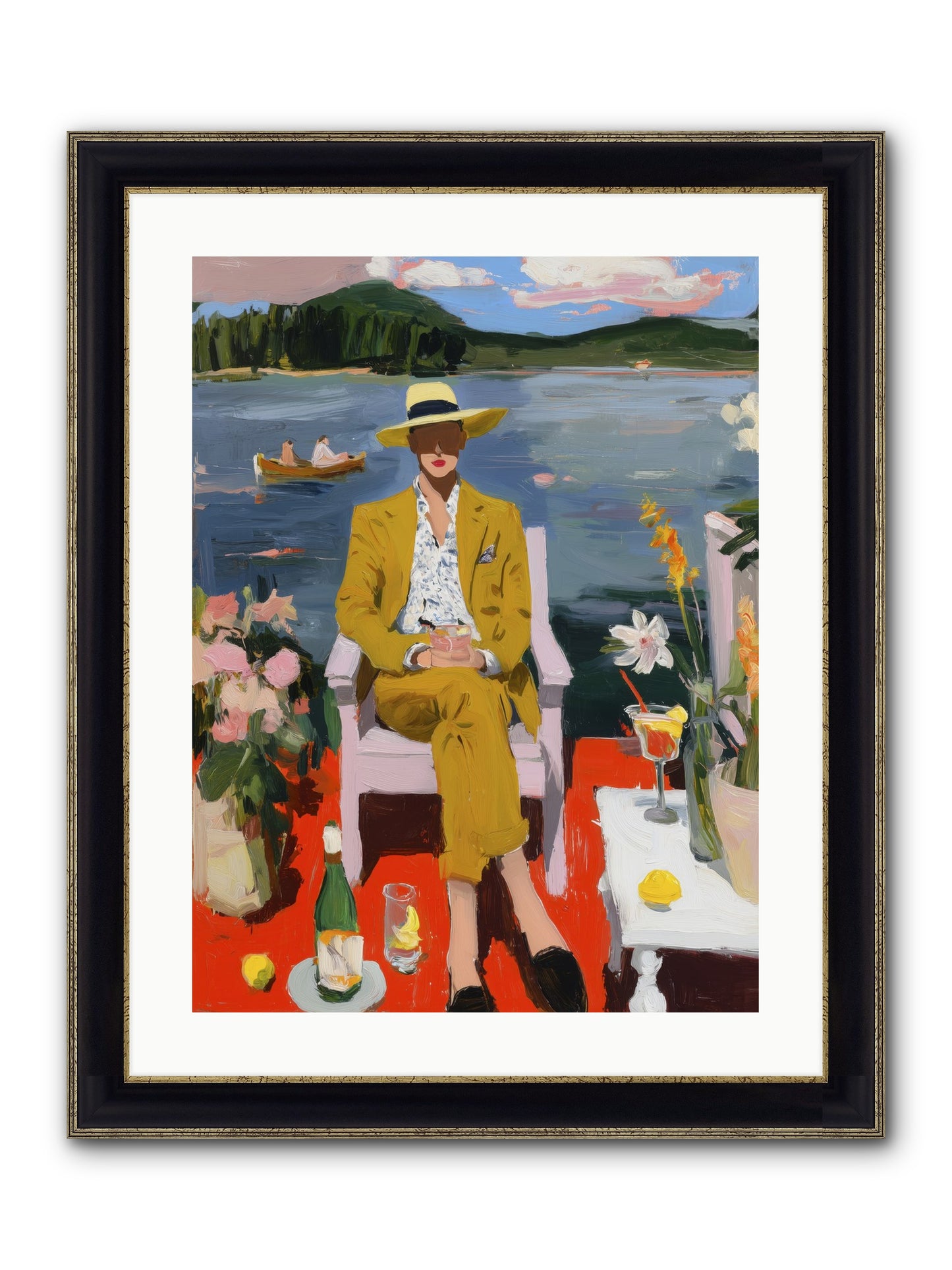Dusk & Drinks Framed Print - Black & Gold 18x24