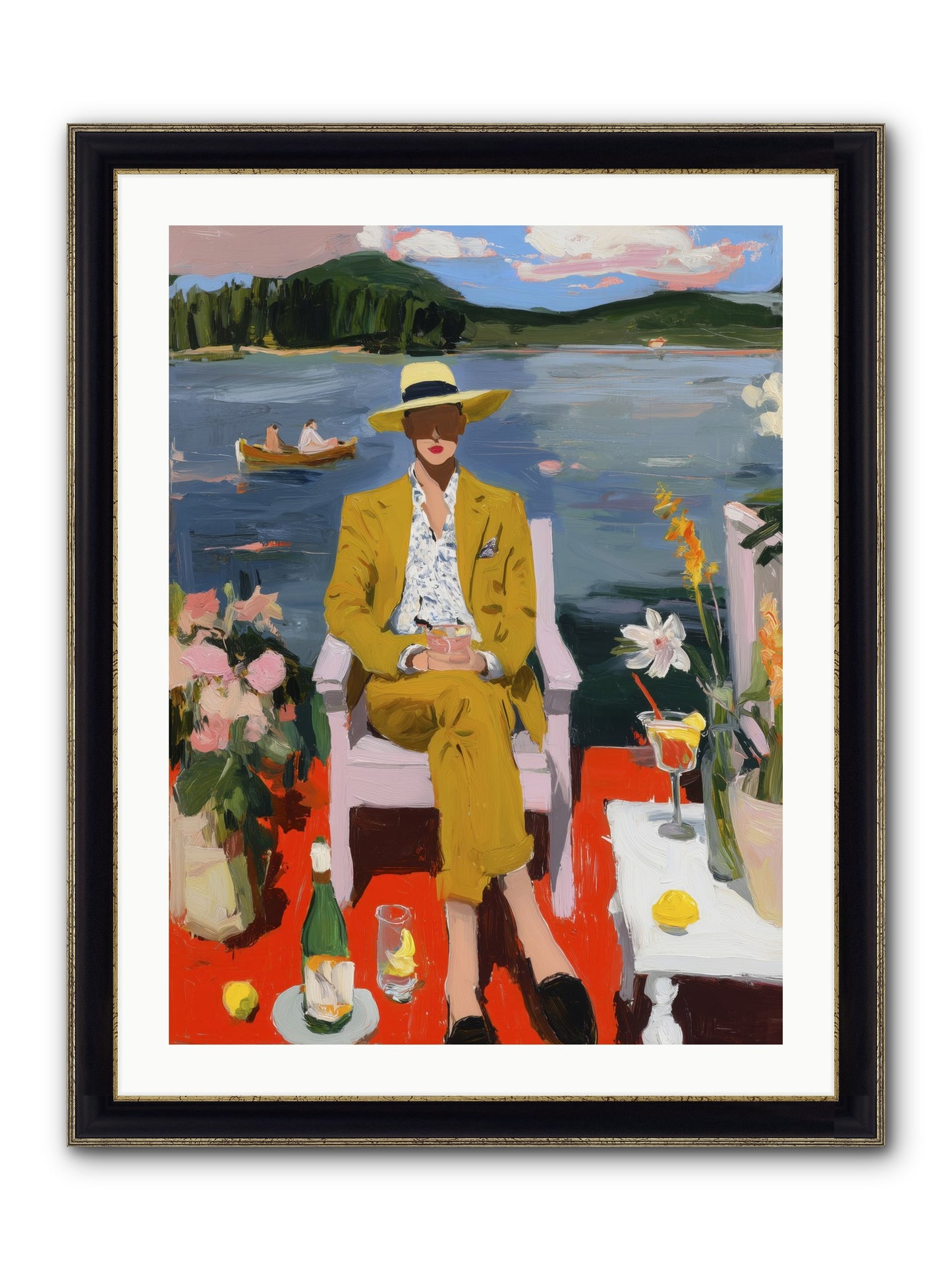 Dusk & Drinks Framed Print - Black & Gold 24x32
