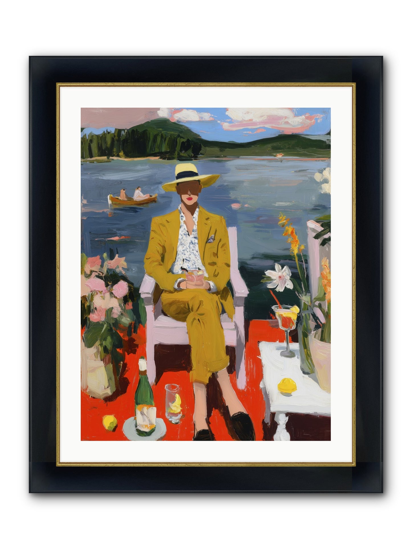 Dusk & Drinks Framed Print - Wide Black w/Gold 24x32