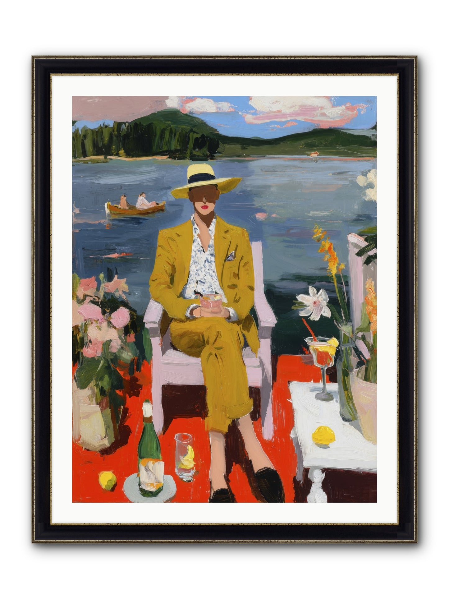 Dusk & Drinks Framed Print - Black & Gold 30x40