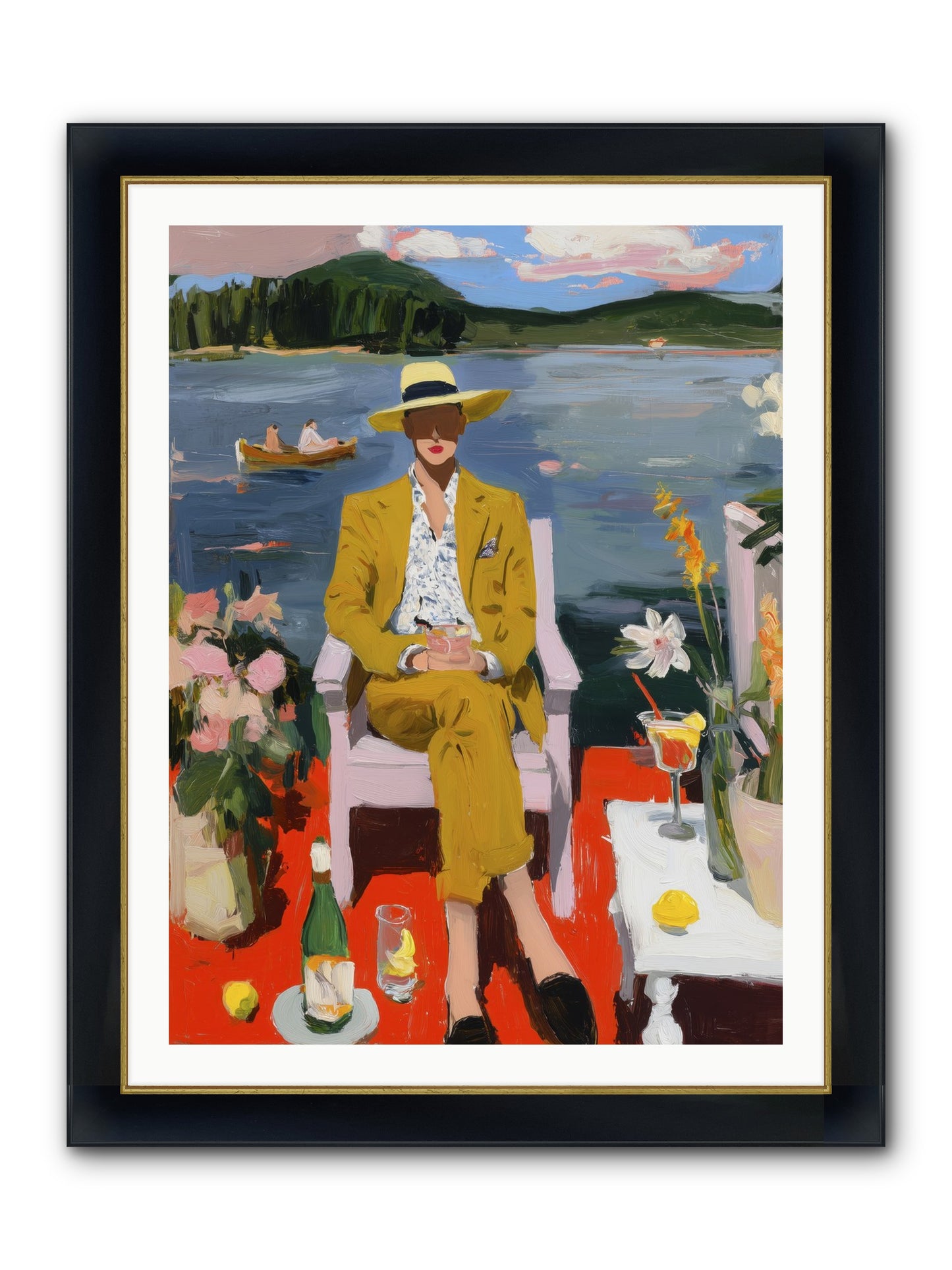 Dusk & Drinks Framed Print - Wide Black w/Gold 30x40