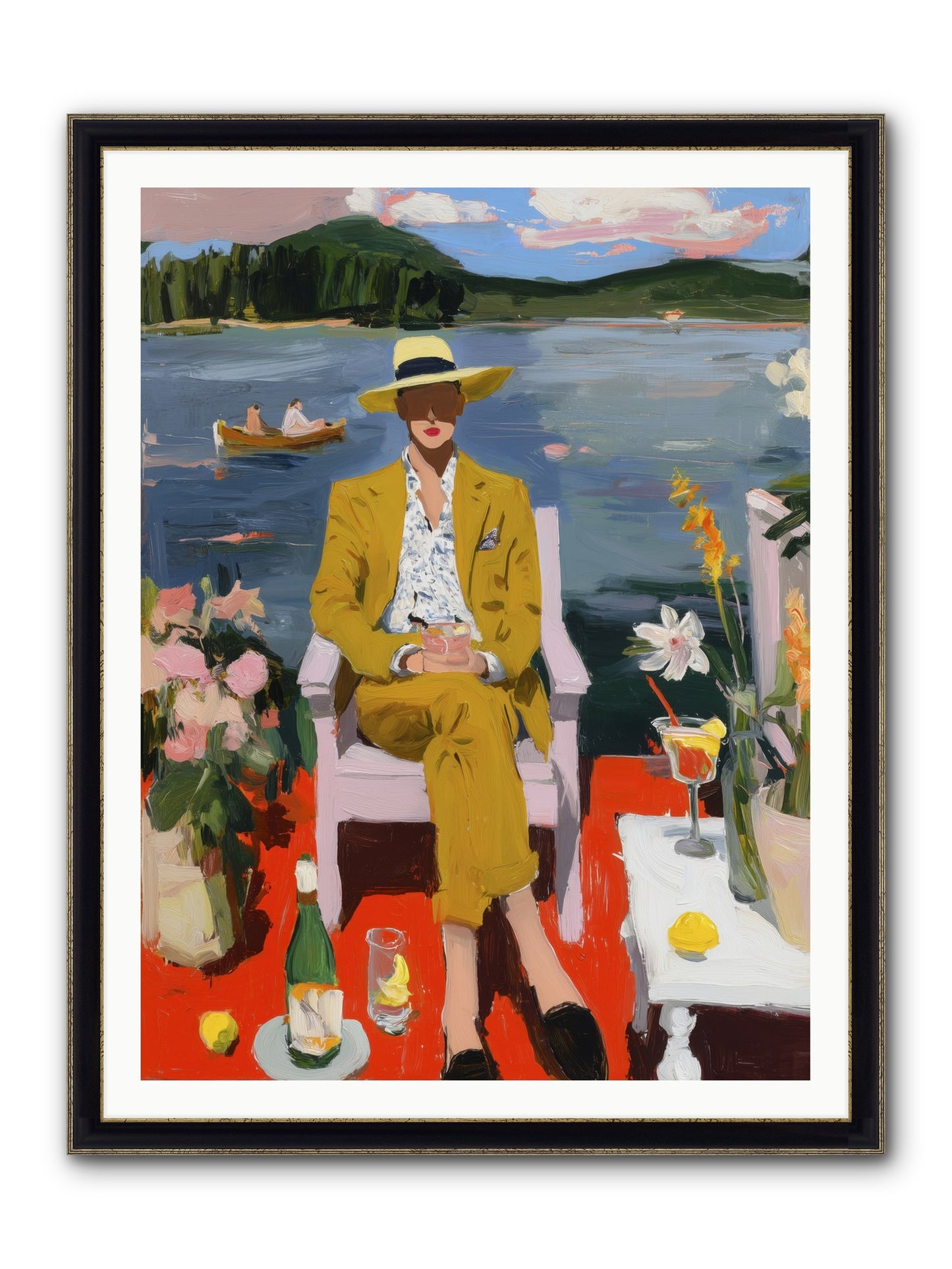 Dusk & Drinks Framed Print - Black & Gold 36x48