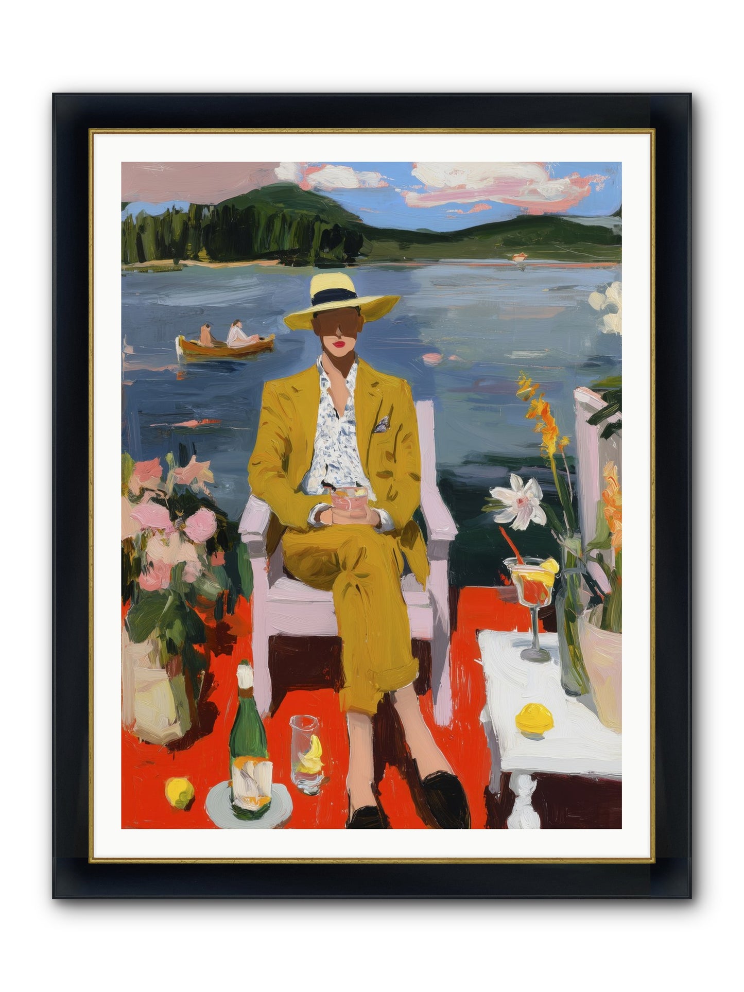 Dusk & Drinks Framed Print - Wide Black w/Gold 36x48