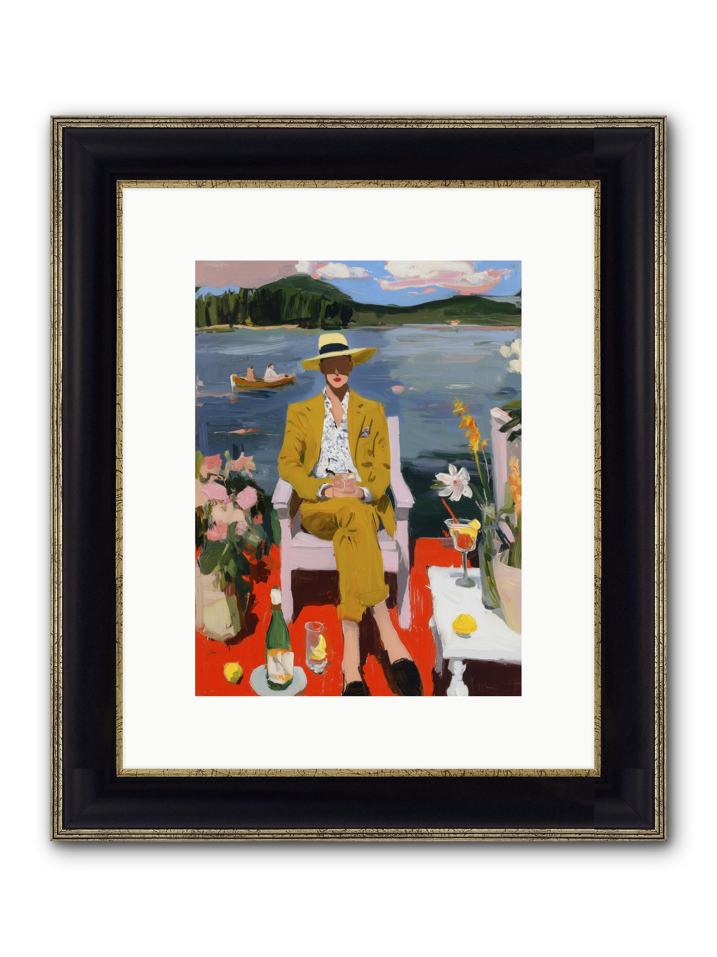 Dusk & Drinks Framed Print - Black & Gold 9x12