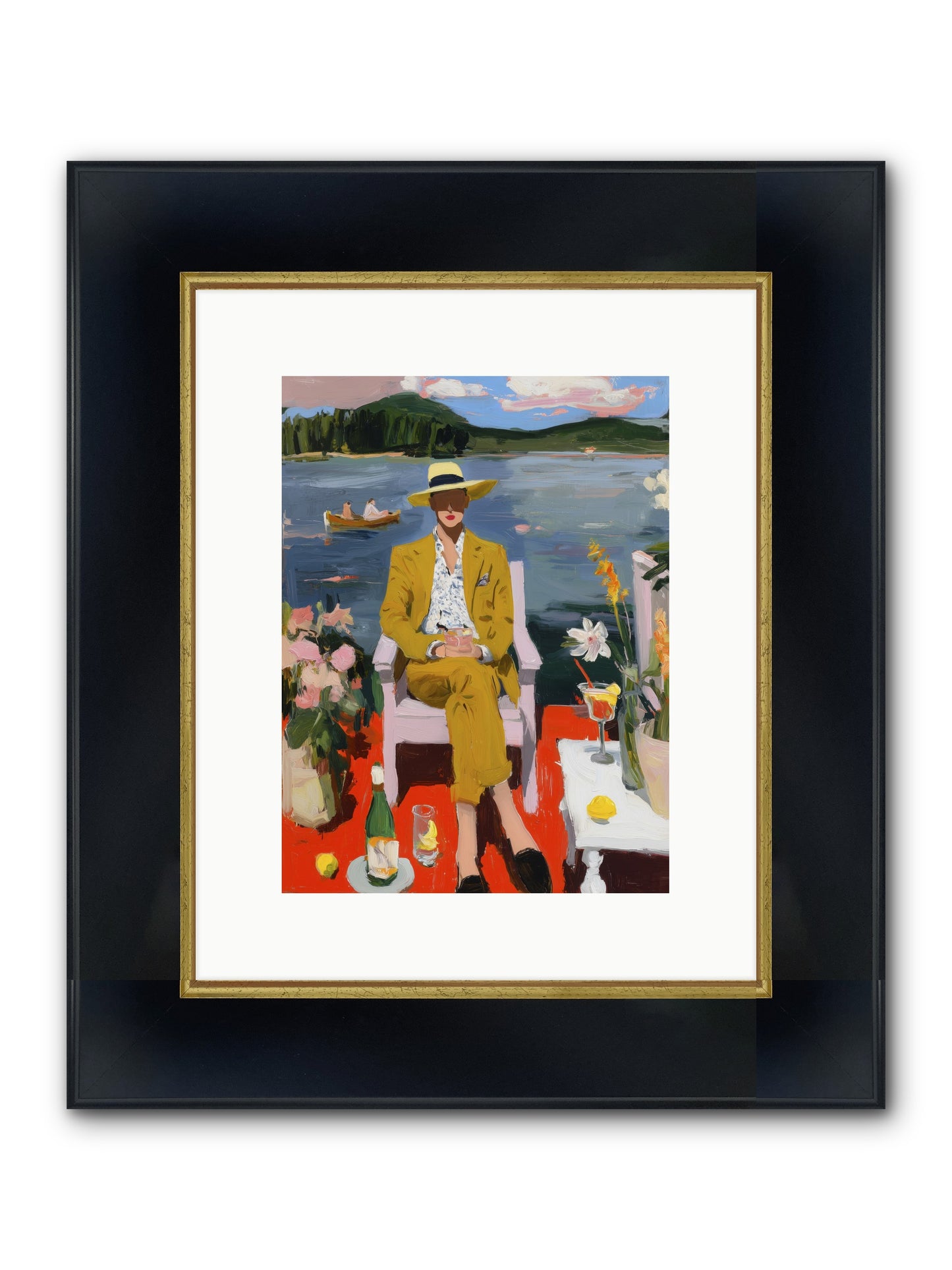 Dusk & Drinks Framed Print - Wide Black w/Gold 9x12