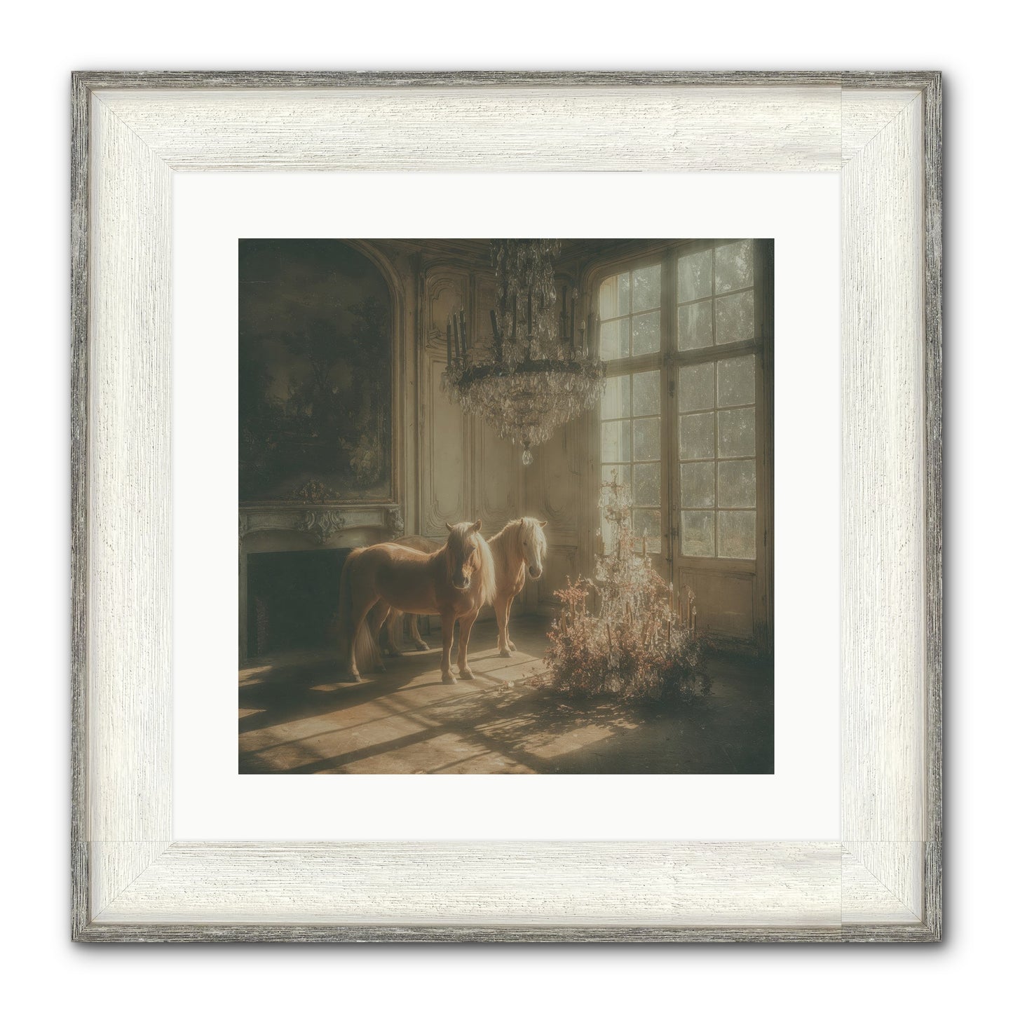 Dusk Made Of Honey Framed Print - Driftwood White 16x16