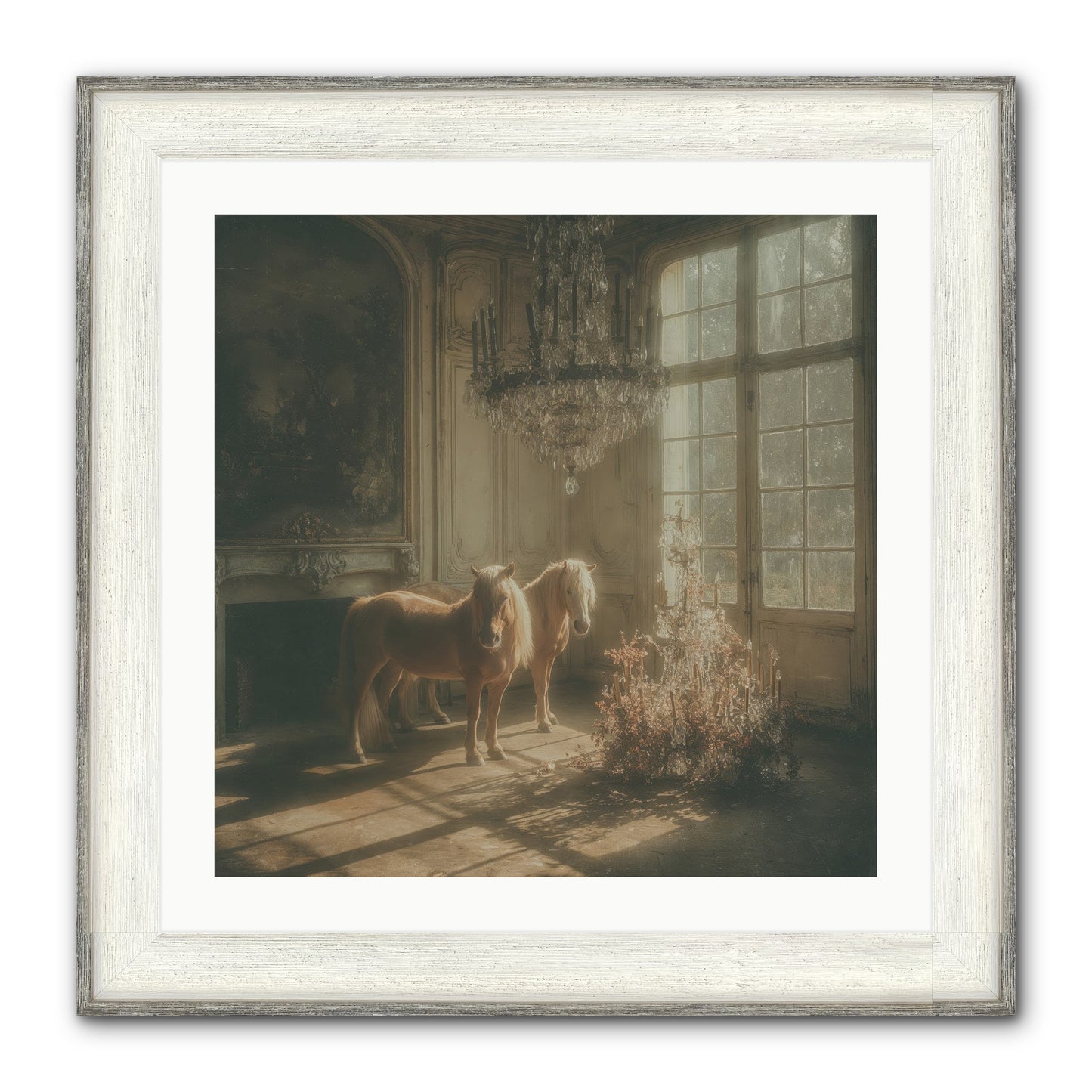Dusk Made Of Honey Framed Print - Driftwood White 24x24