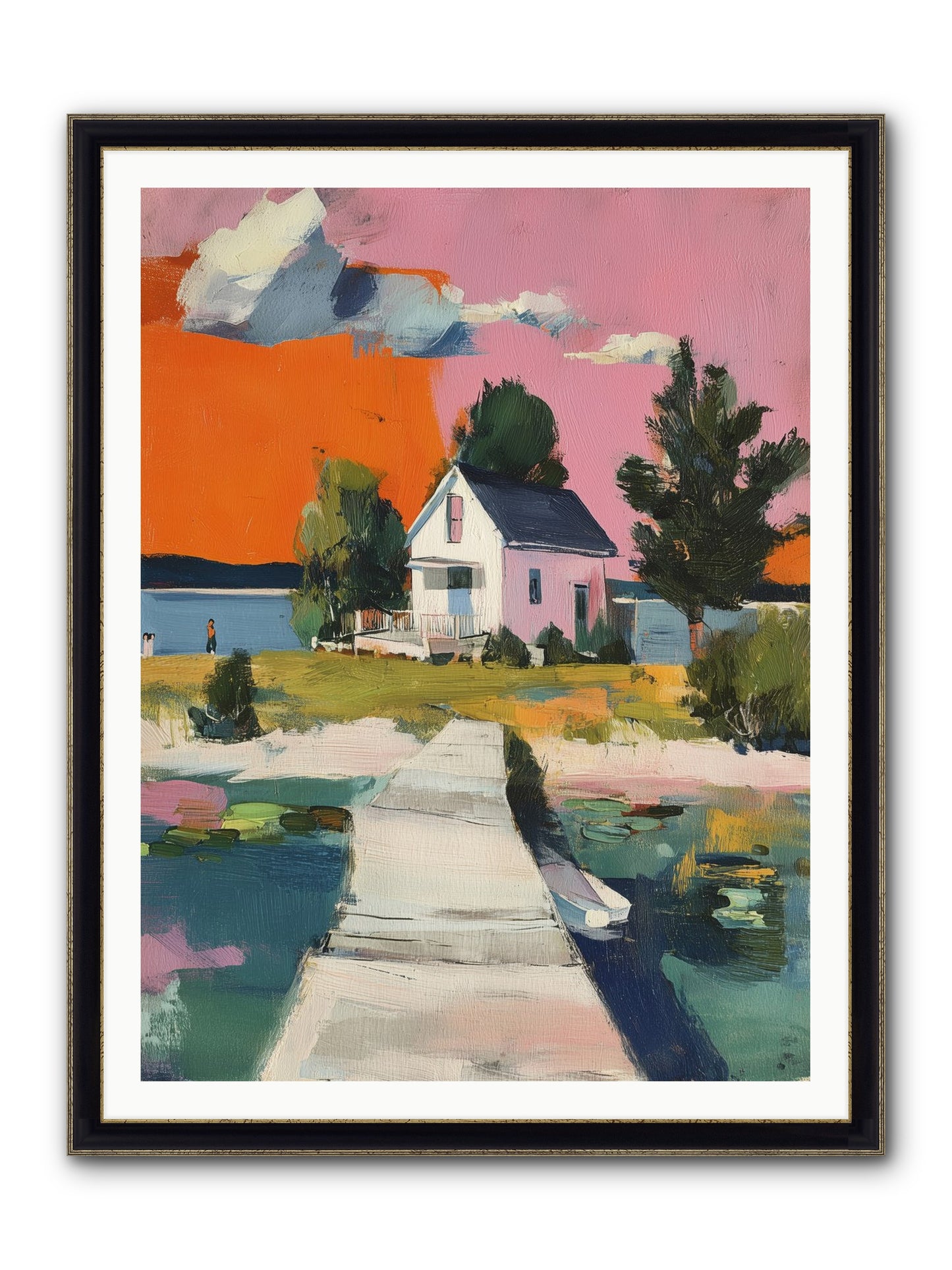Dusk's Sweet Kiss Framed Print - Black & Gold 36x48