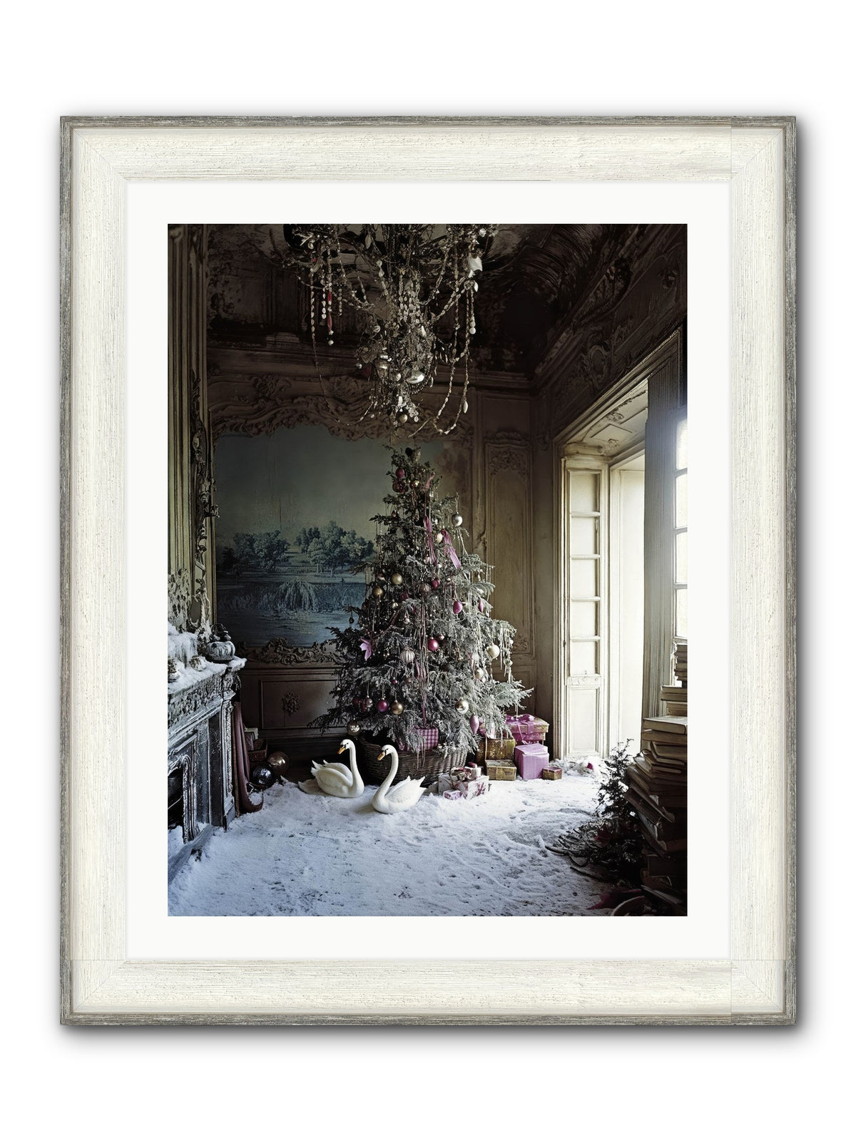 Dusted In Moonlight Miracles Framed Print - Driftwood White 24x32
