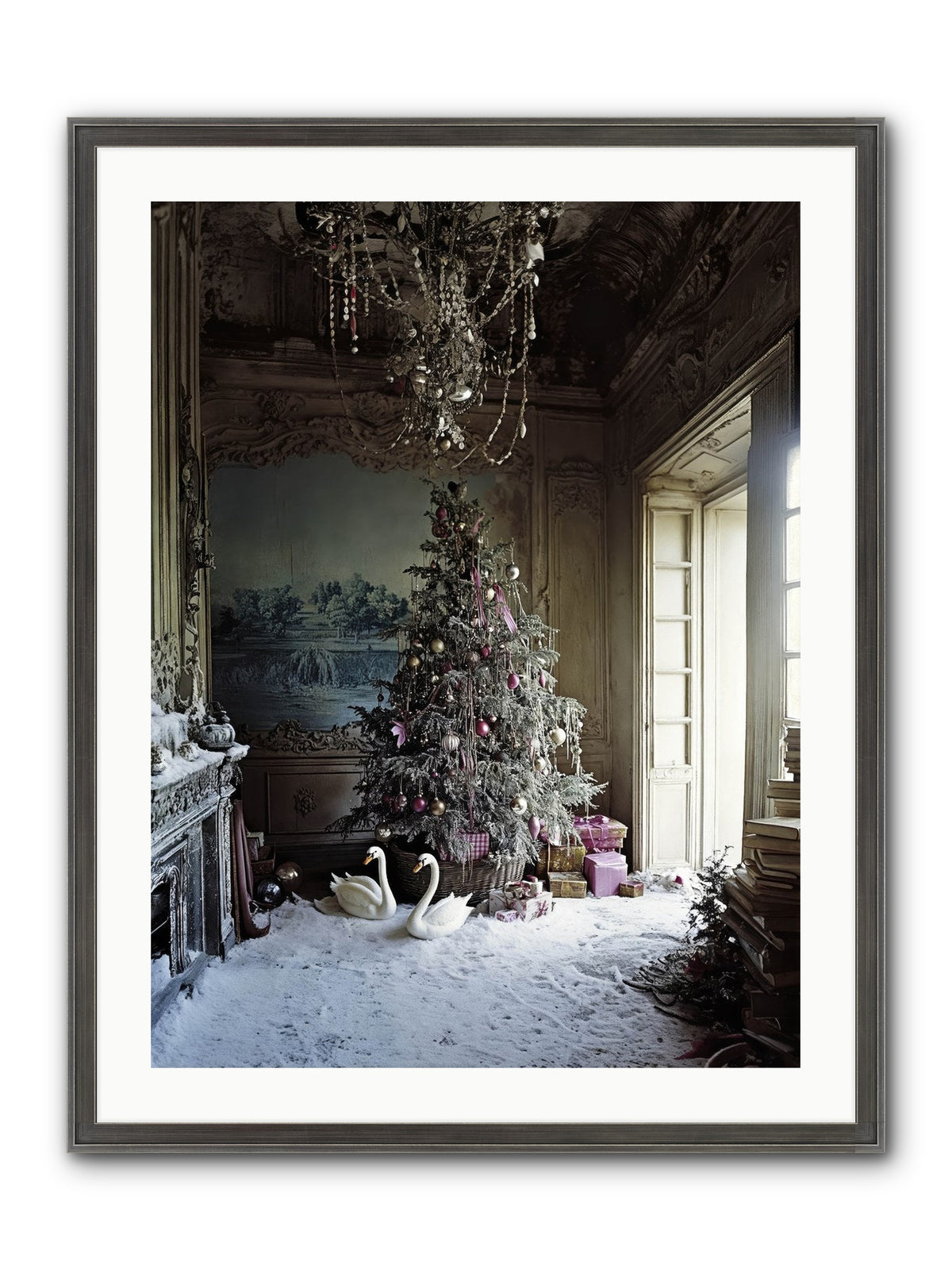 Dusted In Moonlight Miracles Framed Print - Slimwoods Black/Silver 24x32
