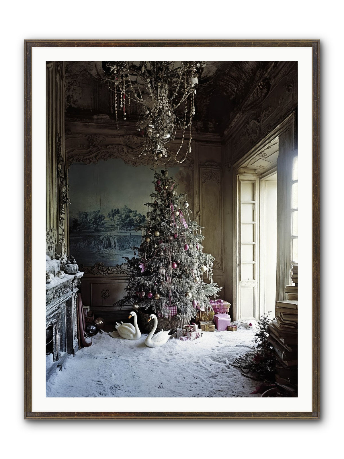 Dusted In Moonlight Miracles Framed Print - Slimwoods Black/Gold 36x48