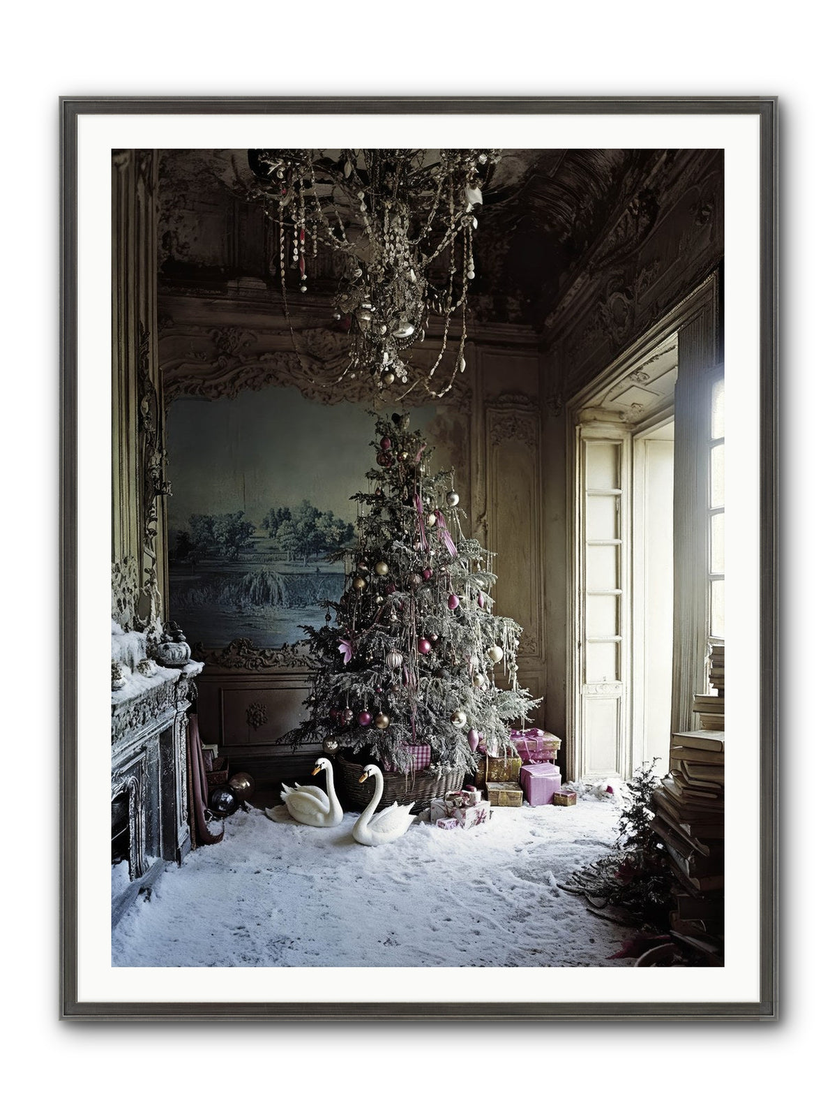 Dusted In Moonlight Miracles Framed Print - Slimwoods Black/Silver 36x48