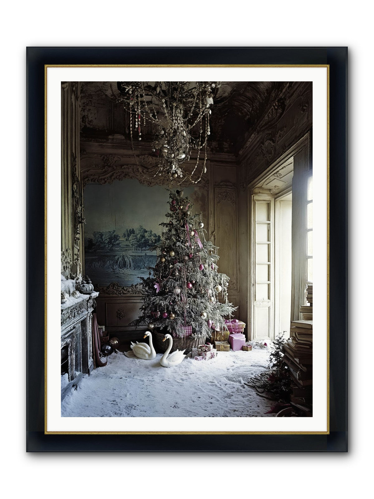 Dusted In Moonlight Miracles Framed Print - Wide Black w/Gold 36x48