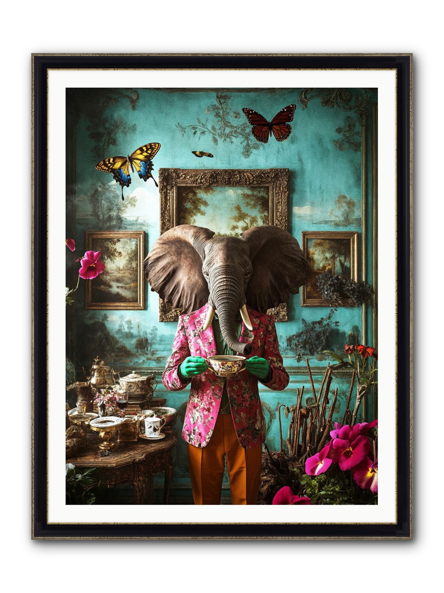 Earth Dreams Deeper Framed Print - Black & Gold 36x48