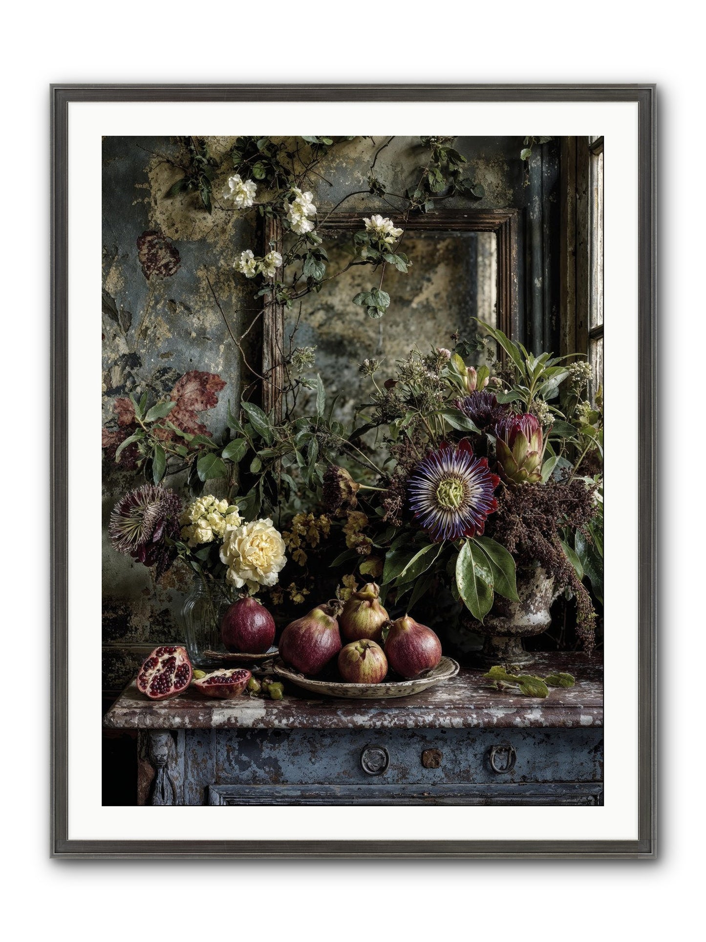 Earthgifted Framed Print - Slimwoods Black/Silver 30x40