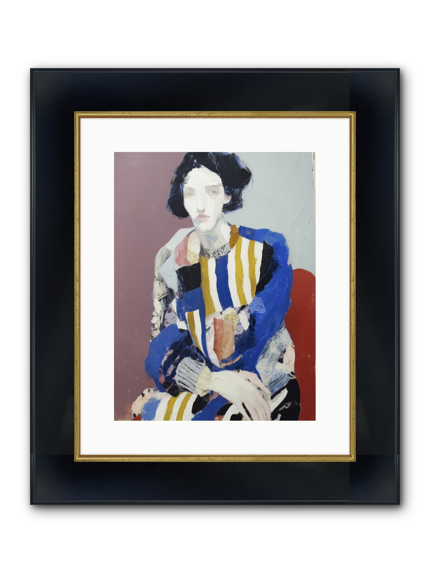 Ebonveil Framed Print - Wide Black w/Gold 12x16