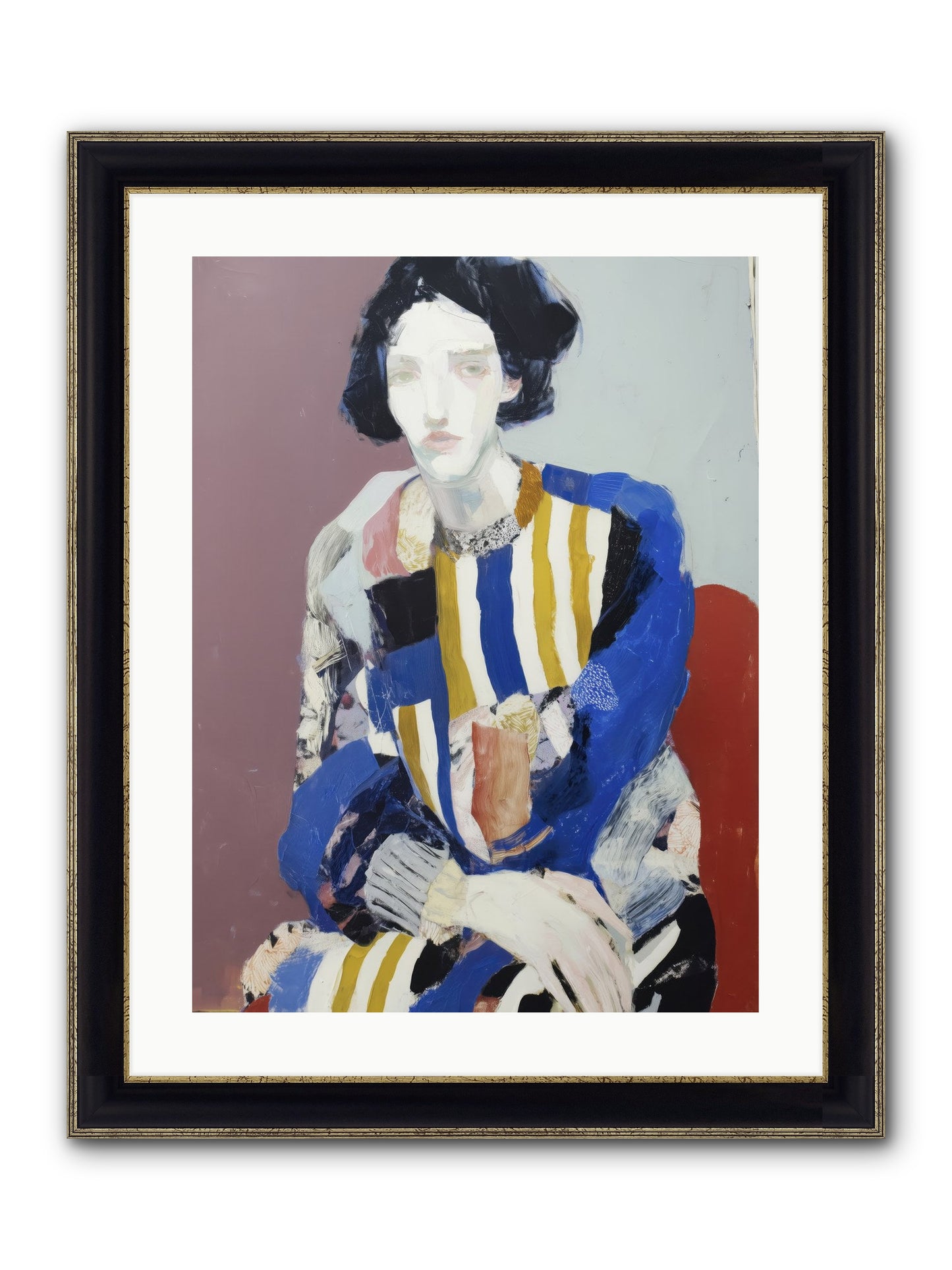 Ebonveil Framed Print - Black & Gold 18x24