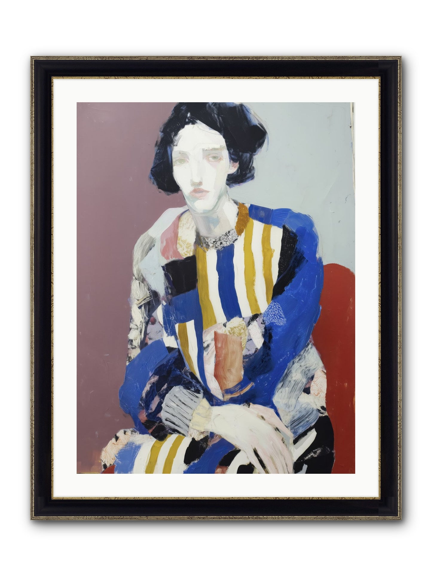 Ebonveil Framed Print - Black & Gold 24x32