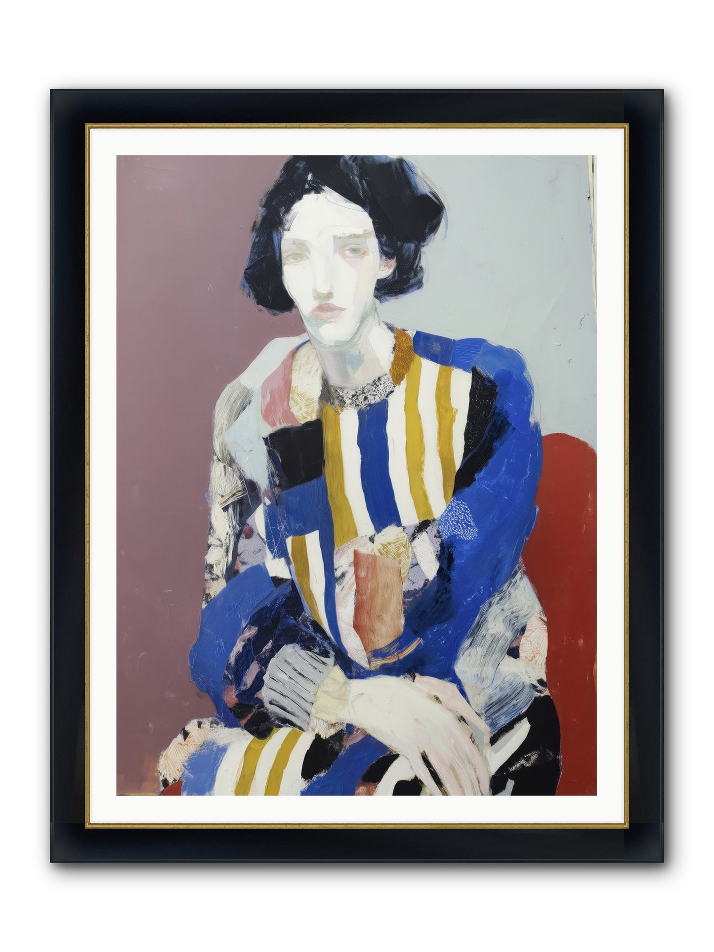 Ebonveil Framed Print - Wide Black w/Gold 36x48