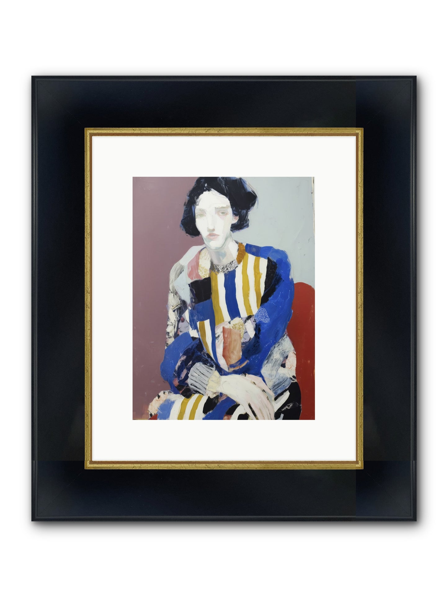 Ebonveil Framed Print - Wide Black w/Gold 9x12