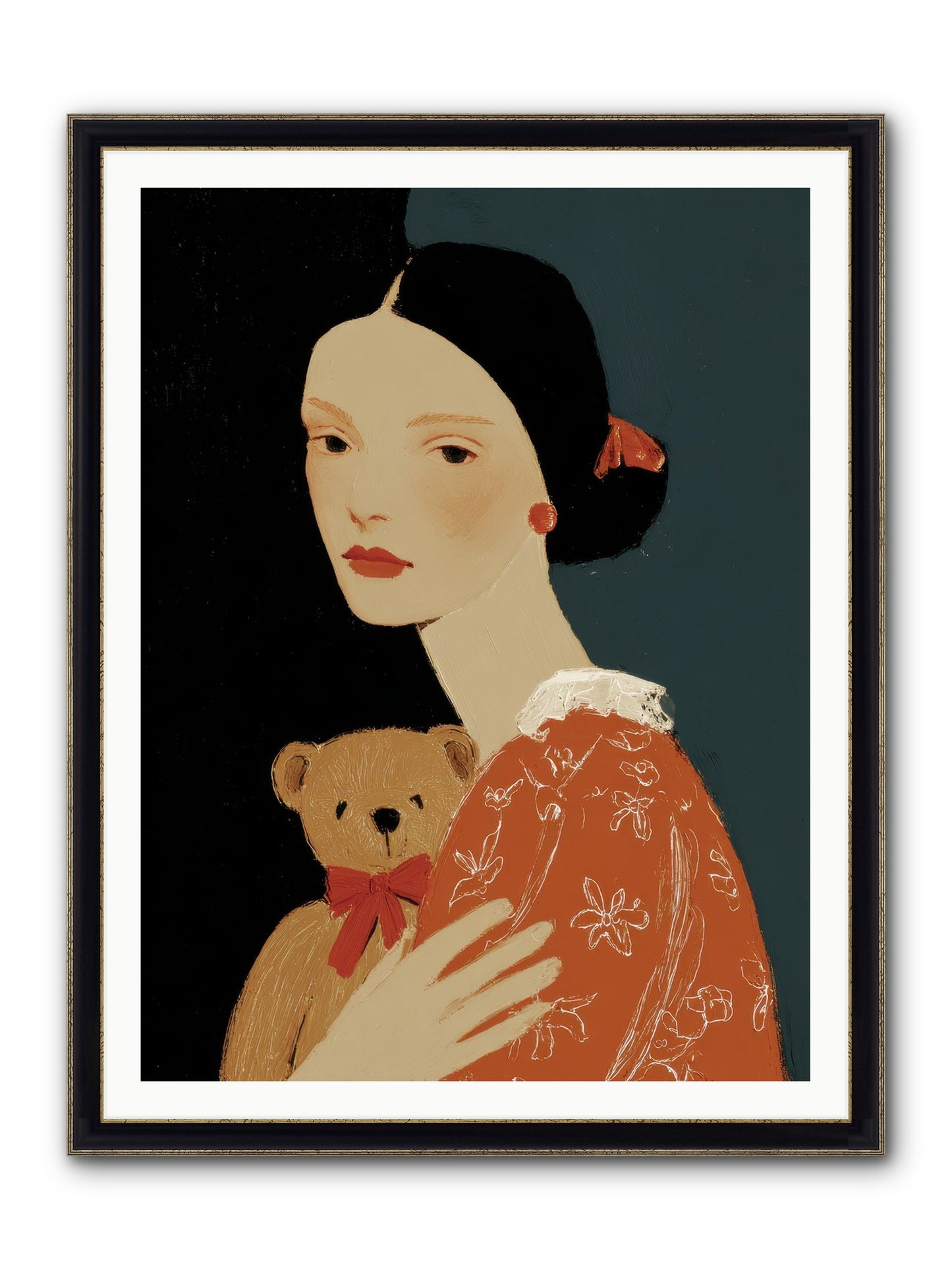 Echoes In The Hallway Framed Print - Black & Gold 36x48