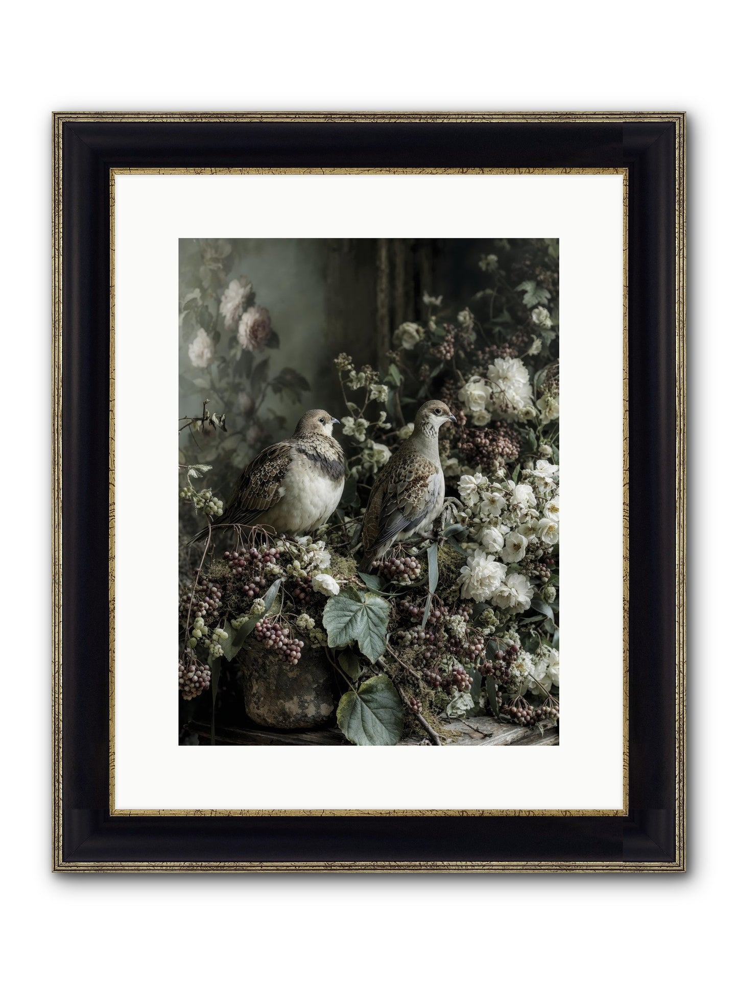 Edelweiss Framed Print - Black & Gold 12x16