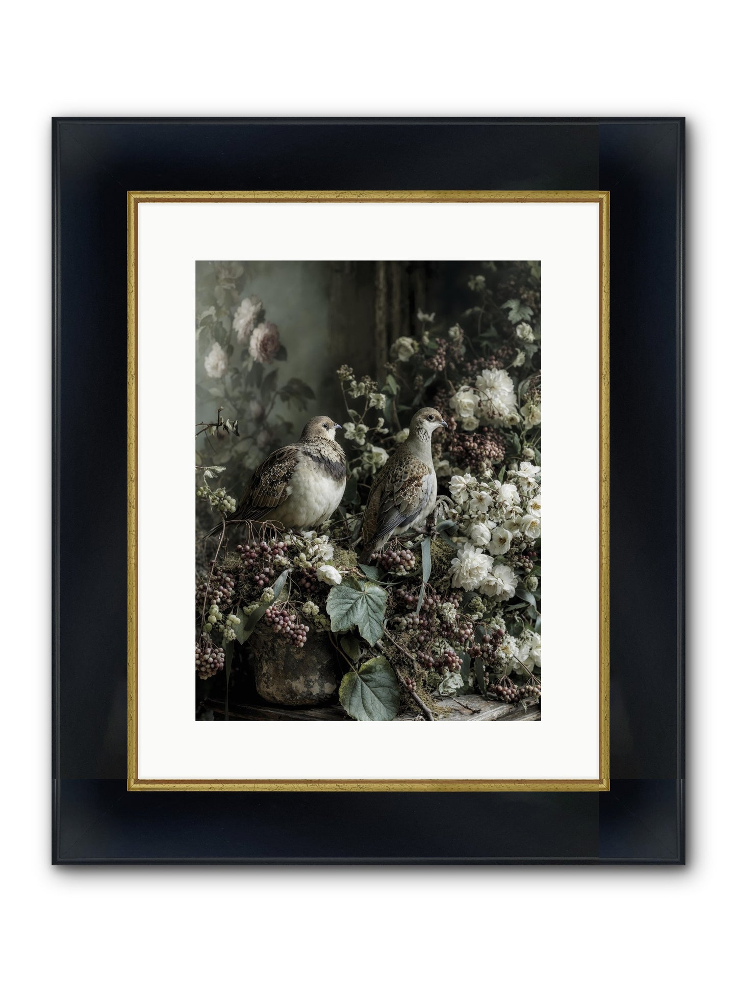 Edelweiss Framed Print - Wide Black w/Gold 12x16