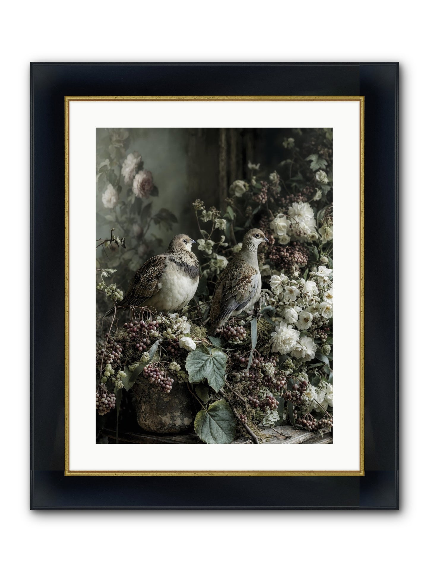 Edelweiss Framed Print - Wide Black w/Gold 18x24