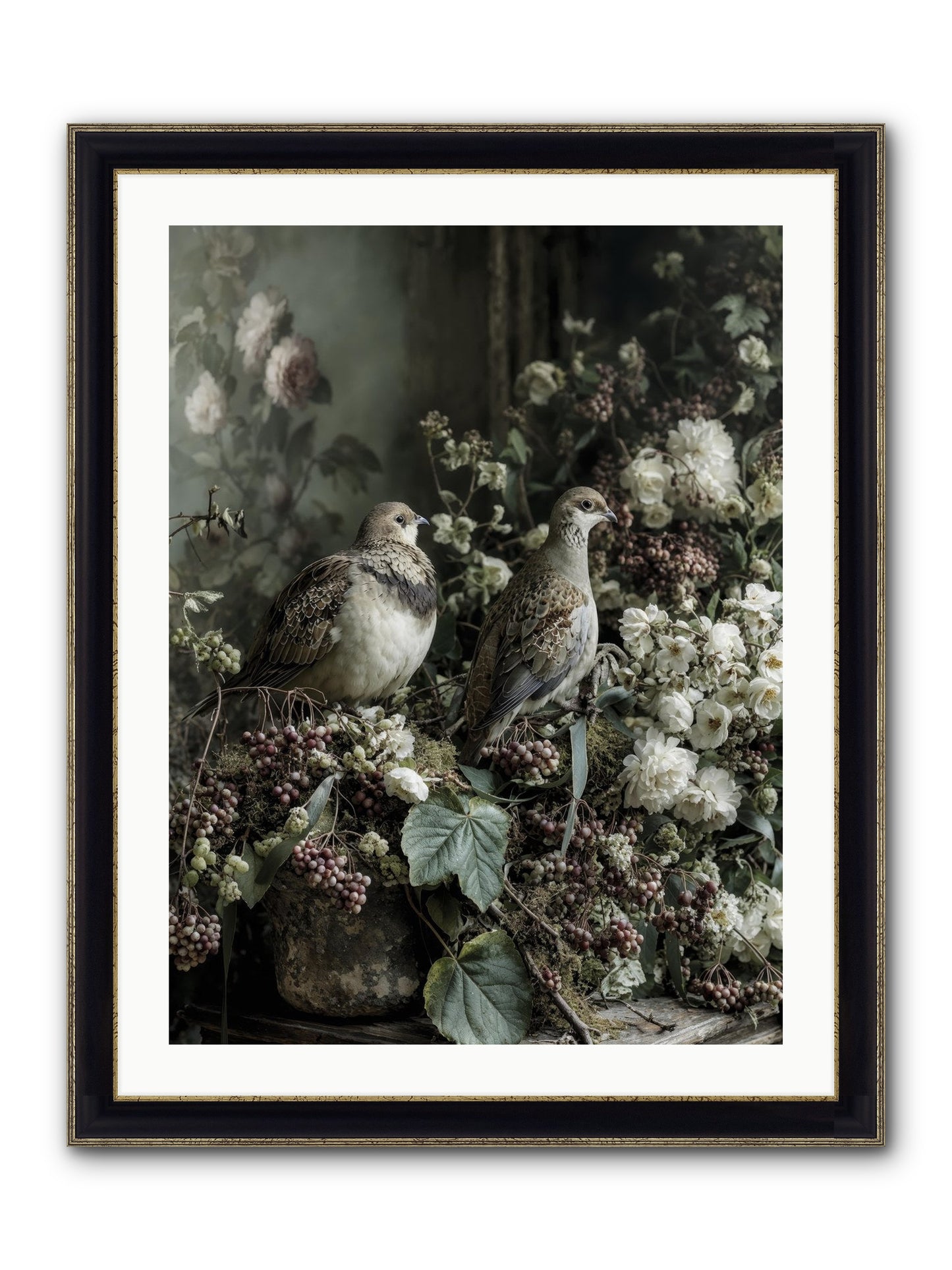 Edelweiss Framed Print - Black & Gold 24x32