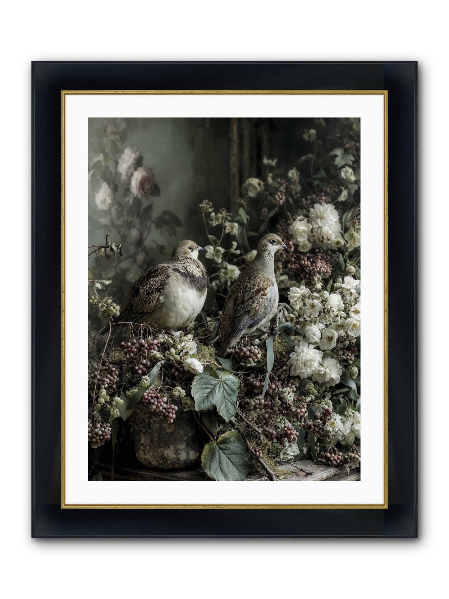 Edelweiss Framed Print - Wide Black w/Gold 24x32