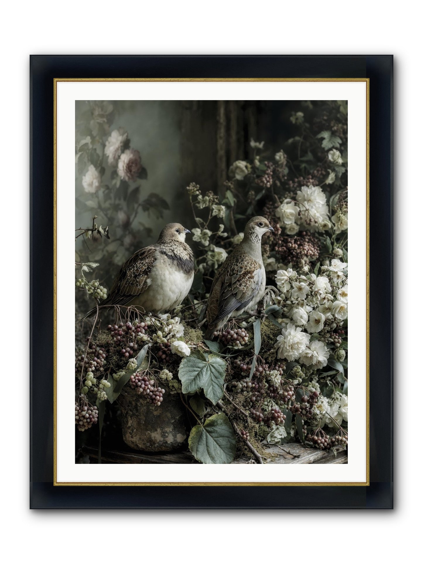 Edelweiss Framed Print - Wide Black w/Gold 30x40