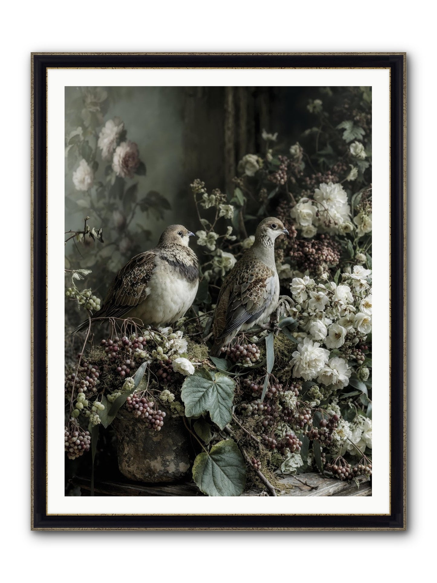 Edelweiss Framed Print - Black & Gold 36x48