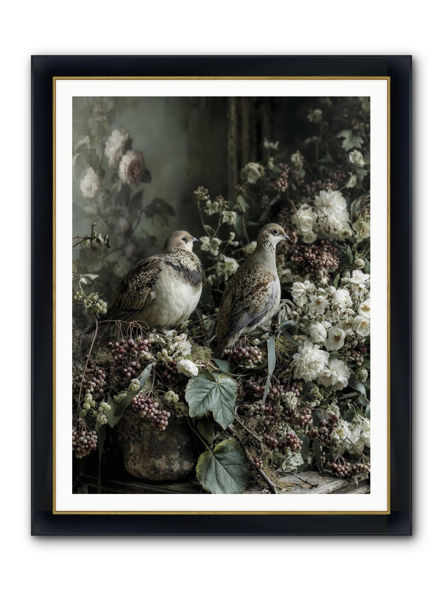 Edelweiss Framed Print - Wide Black w/Gold 36x48