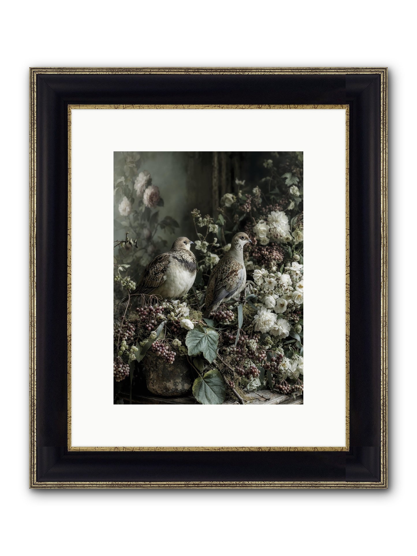 Edelweiss Framed Print - Black & Gold 9x12