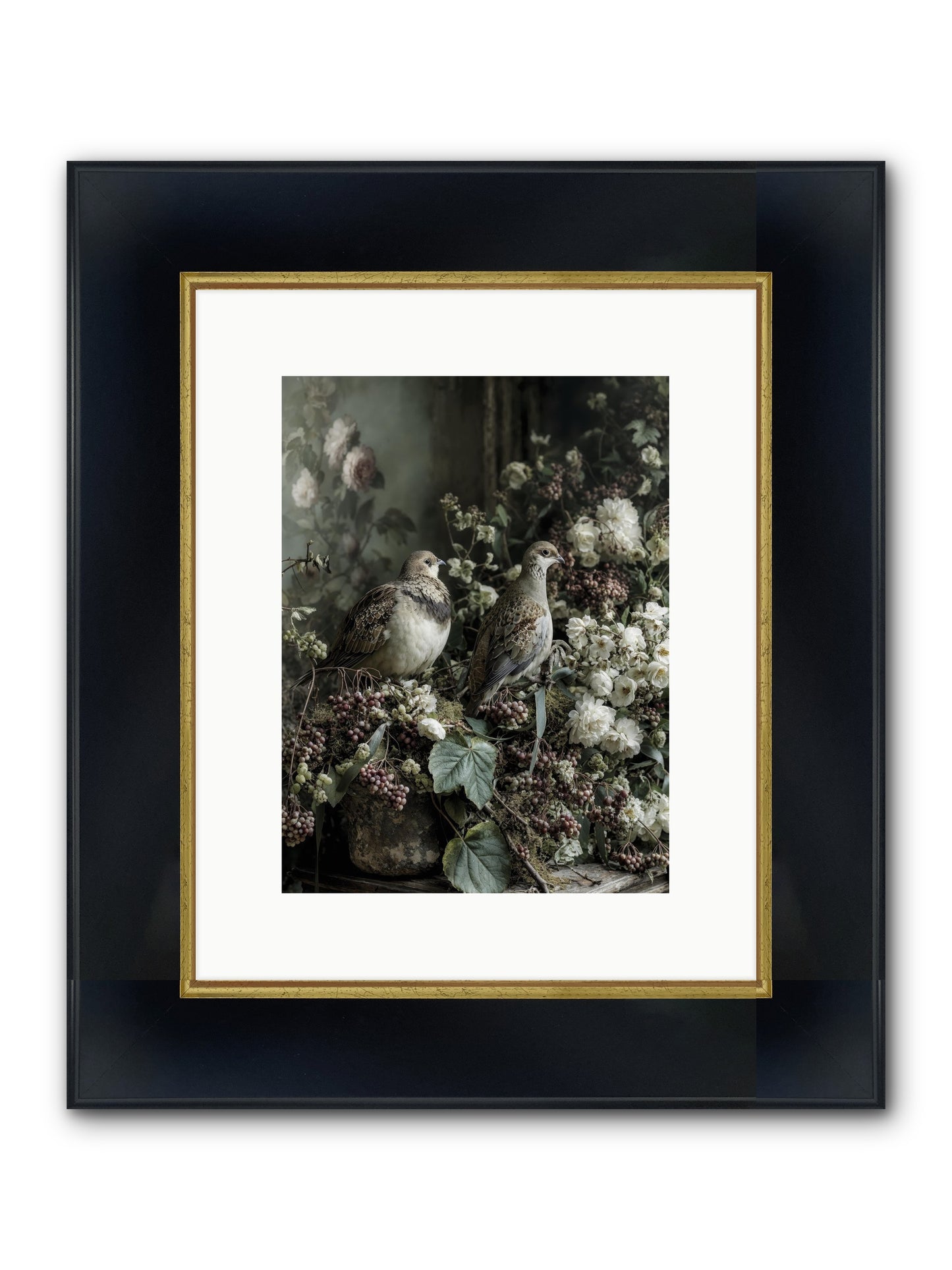 Edelweiss Framed Print - Wide Black w/Gold 9x12
