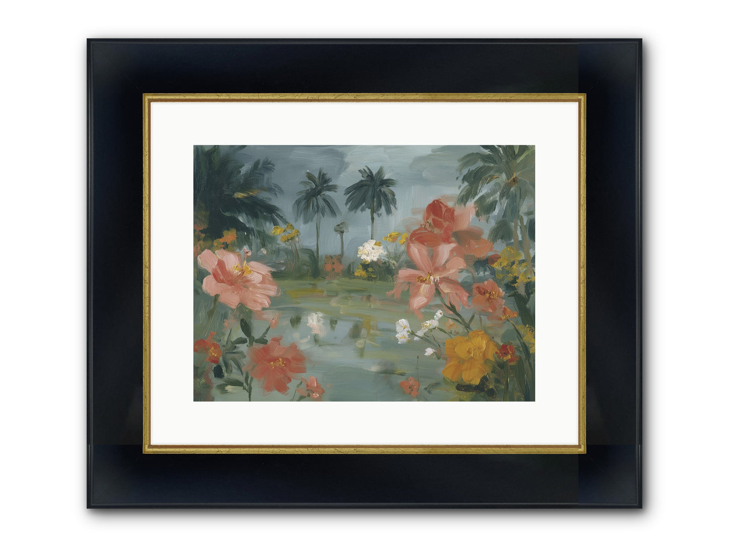 Eden's Pool Framed Print - Wide Black w/Gold 16x12