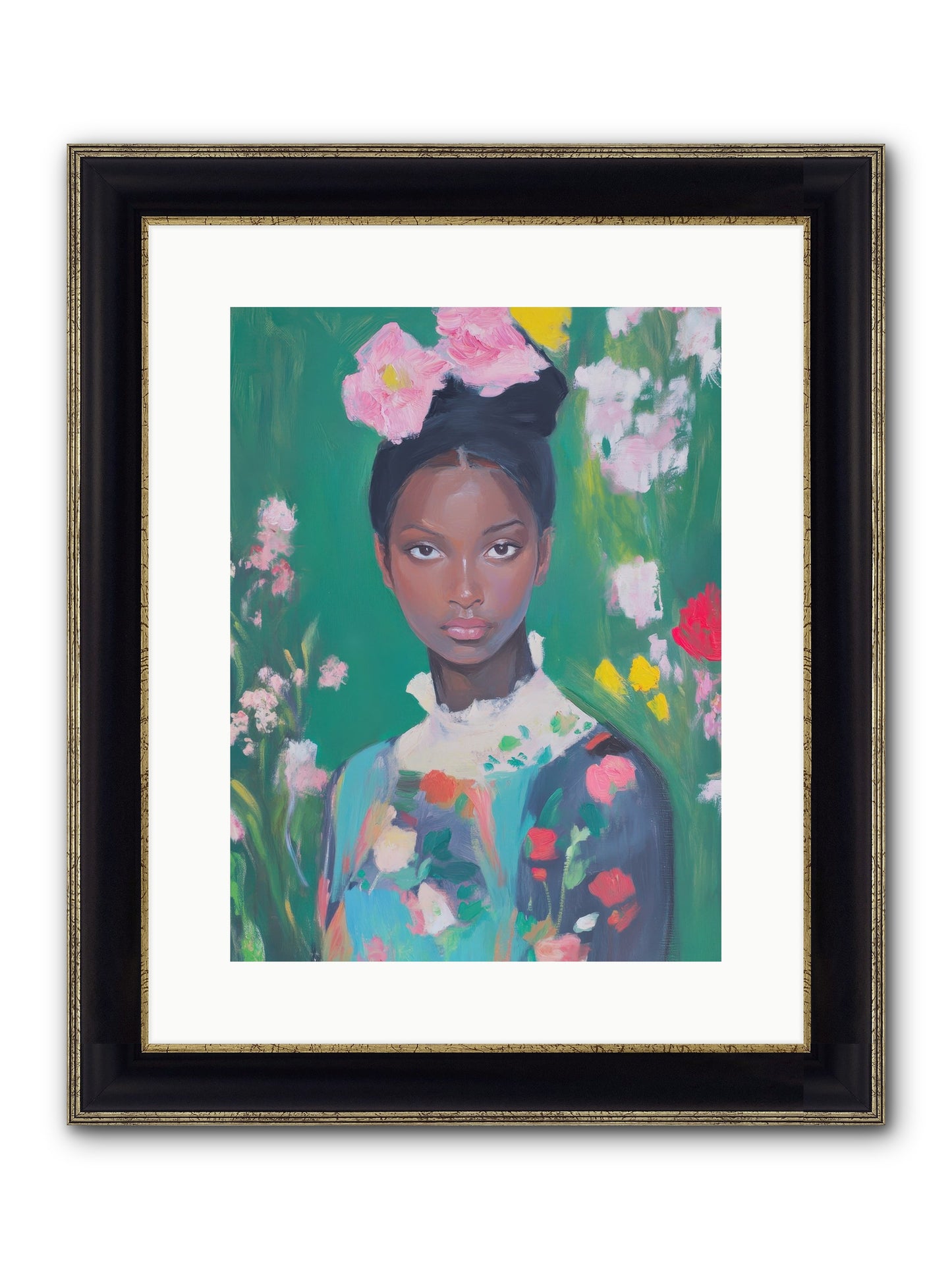 Eglantine Skylark Framed Print - Black & Gold 12x16