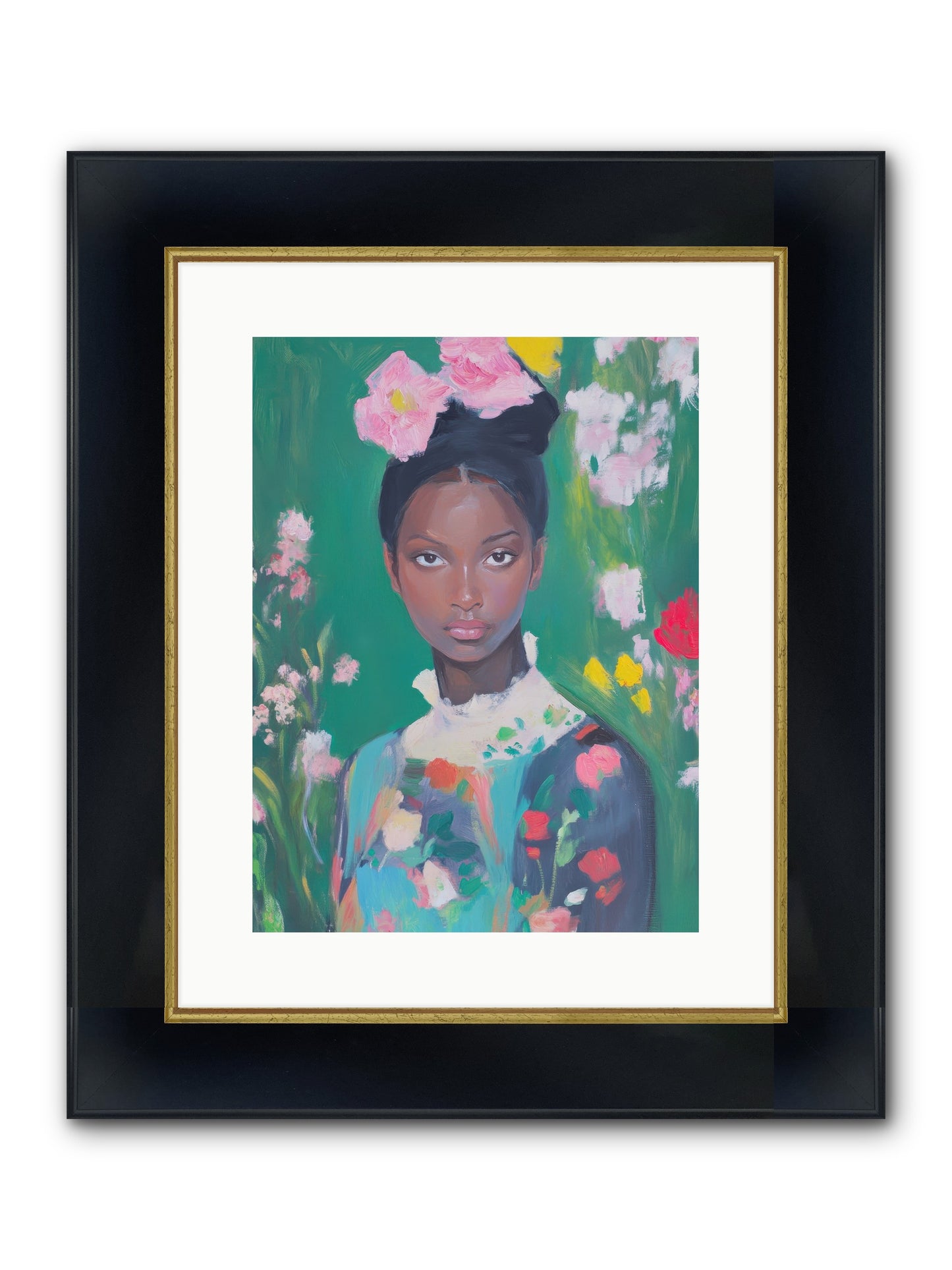Eglantine Skylark Framed Print - Wide Black w/Gold 12x16