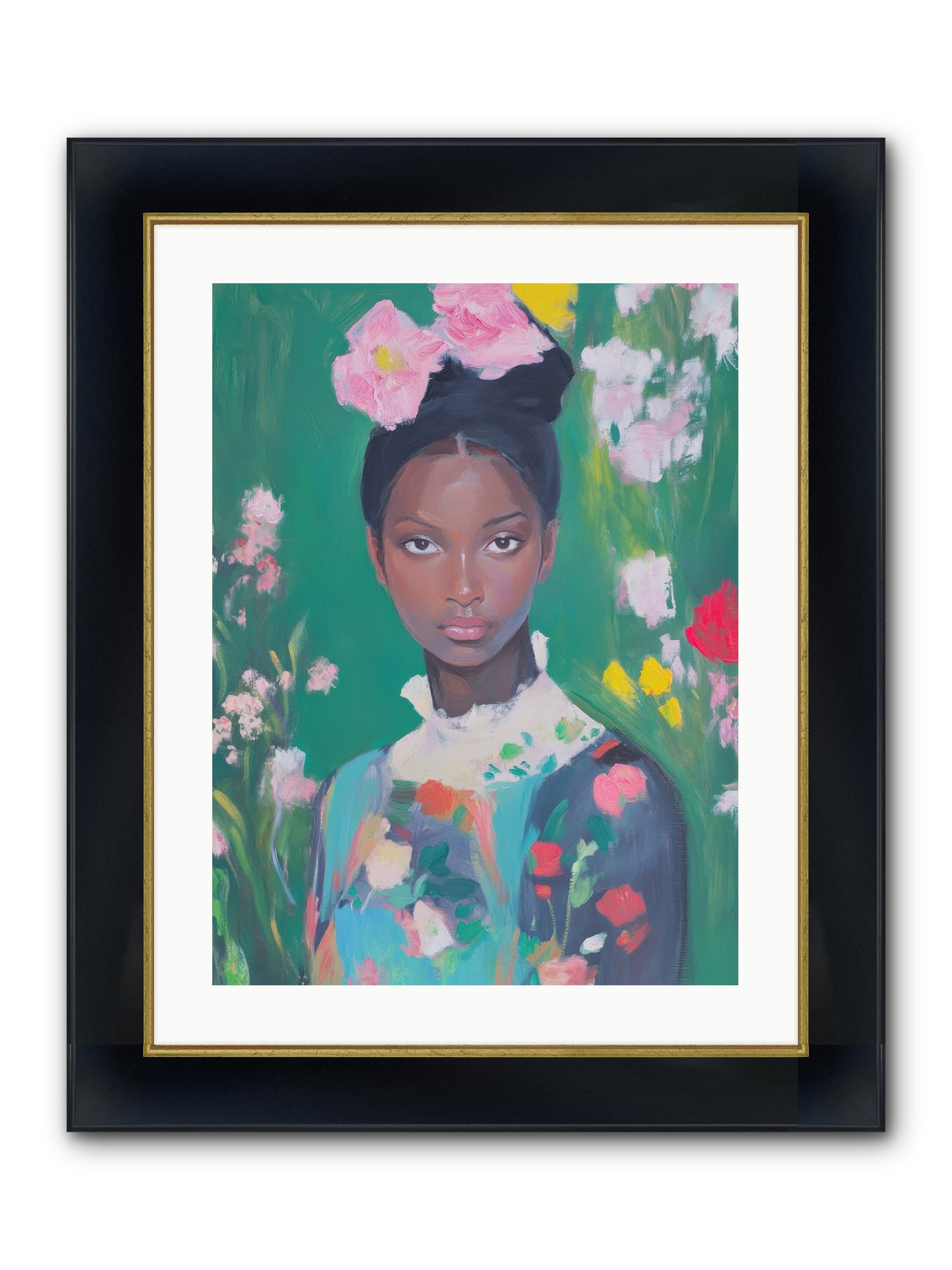 Eglantine Skylark Framed Print - Wide Black w/Gold 18x24