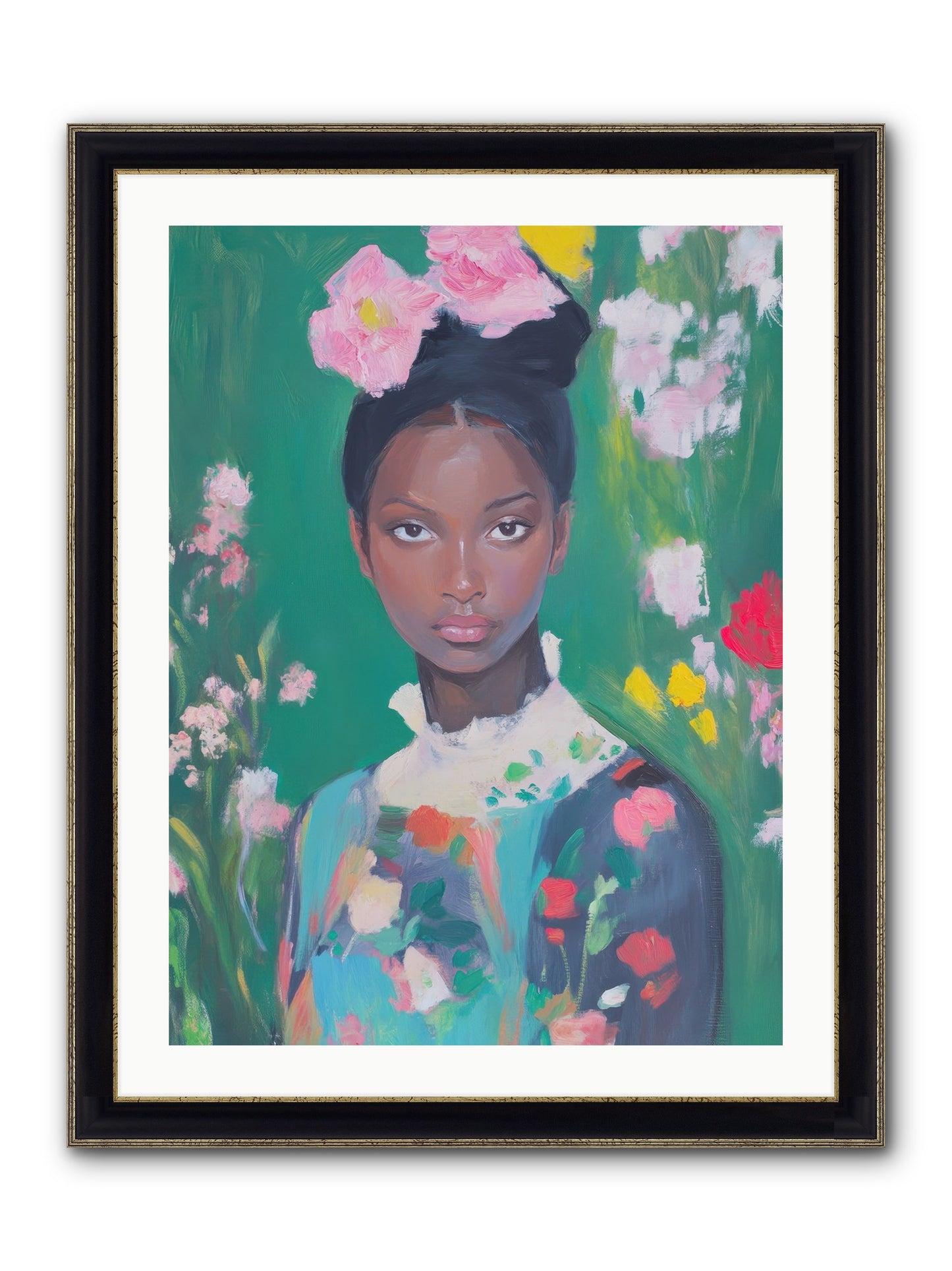 Eglantine Skylark Framed Print - Black & Gold 24x32