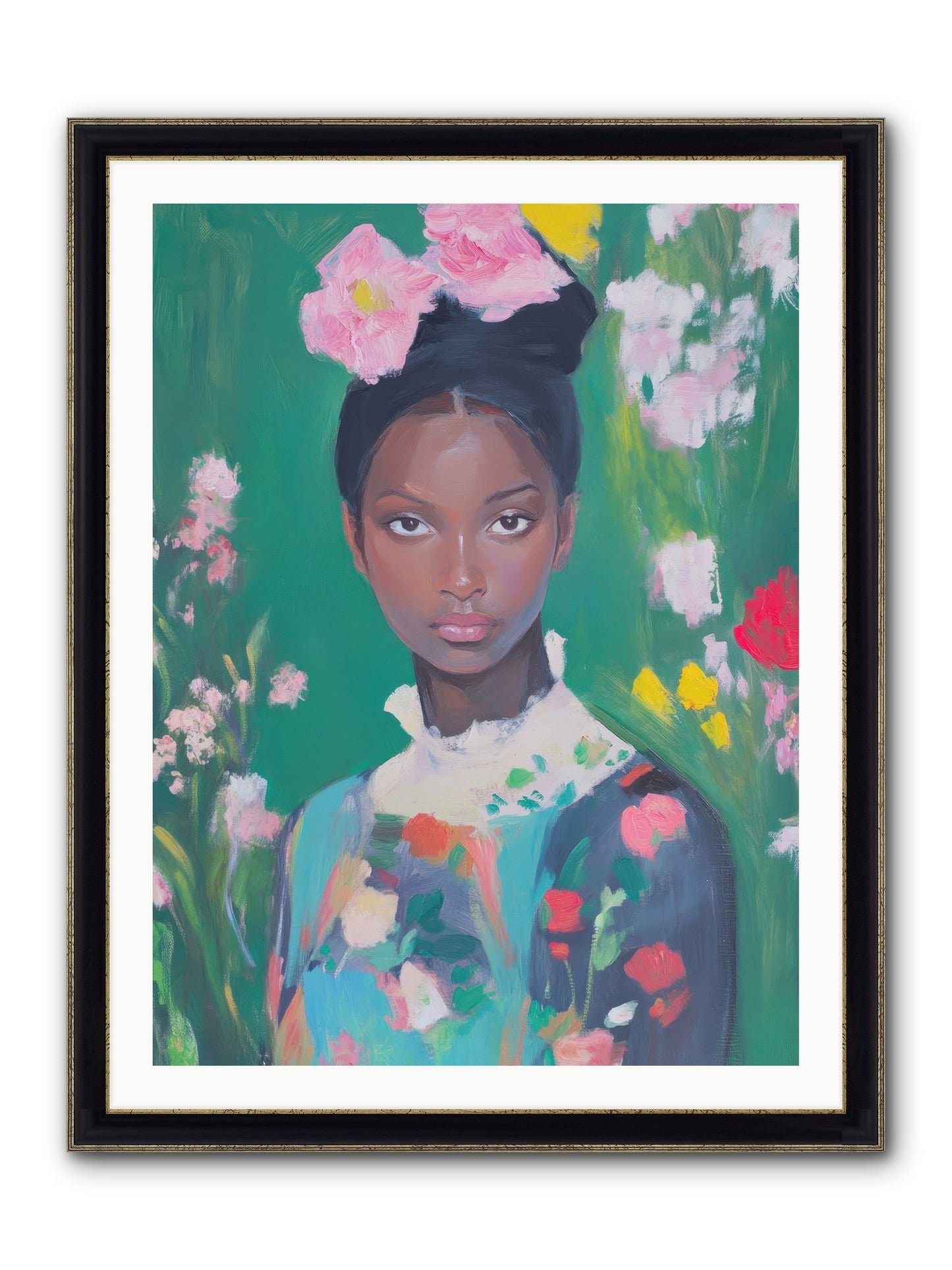 Eglantine Skylark Framed Print - Black & Gold 30x40