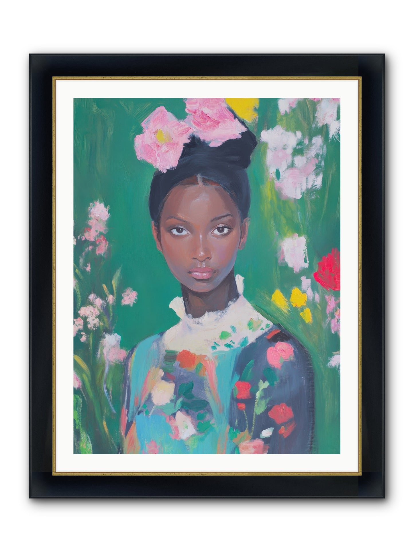 Eglantine Skylark Framed Print - Wide Black w/Gold 30x40