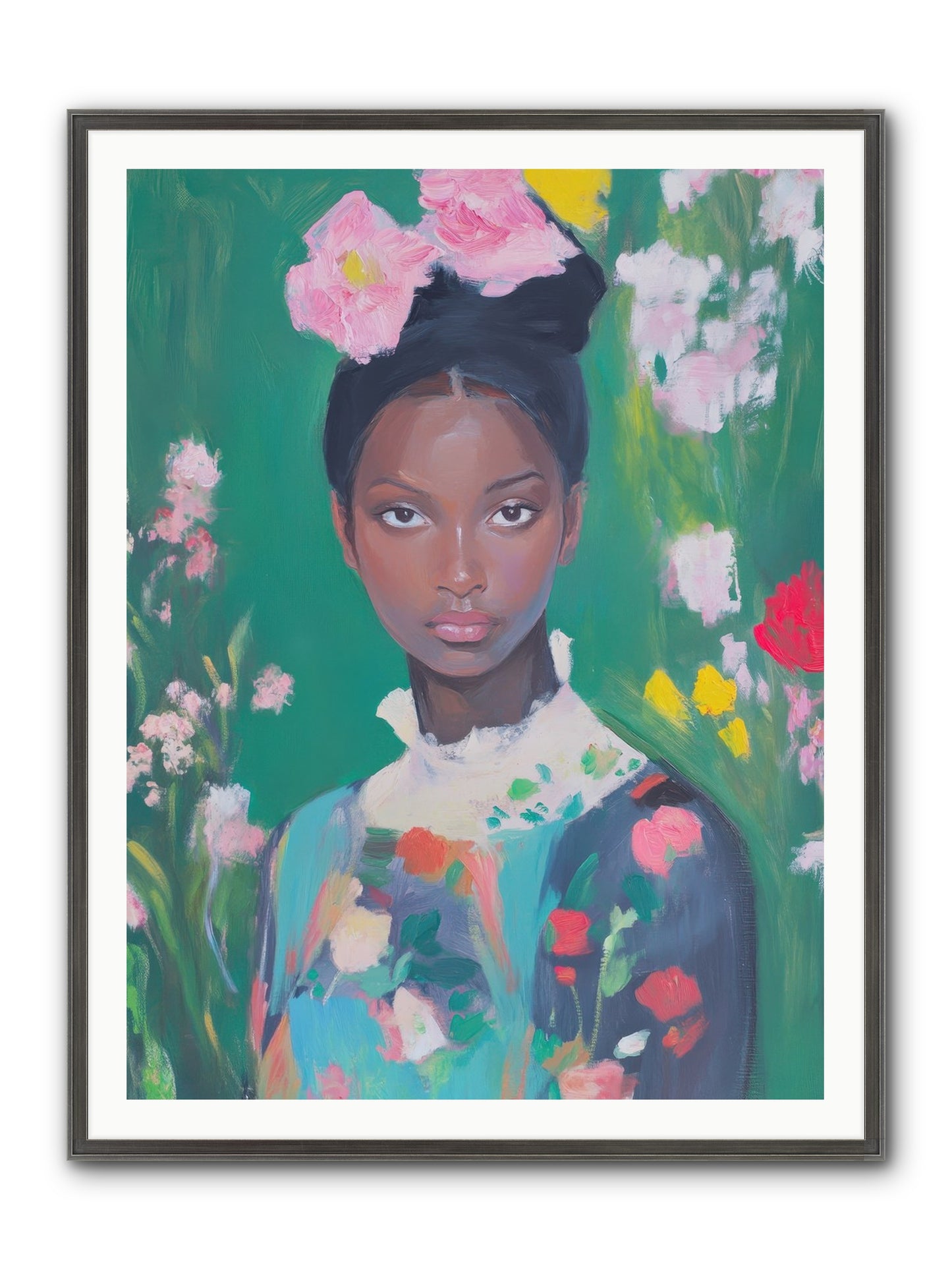 Eglantine Skylark Framed Print - Slimwoods Black/Silver 36x48