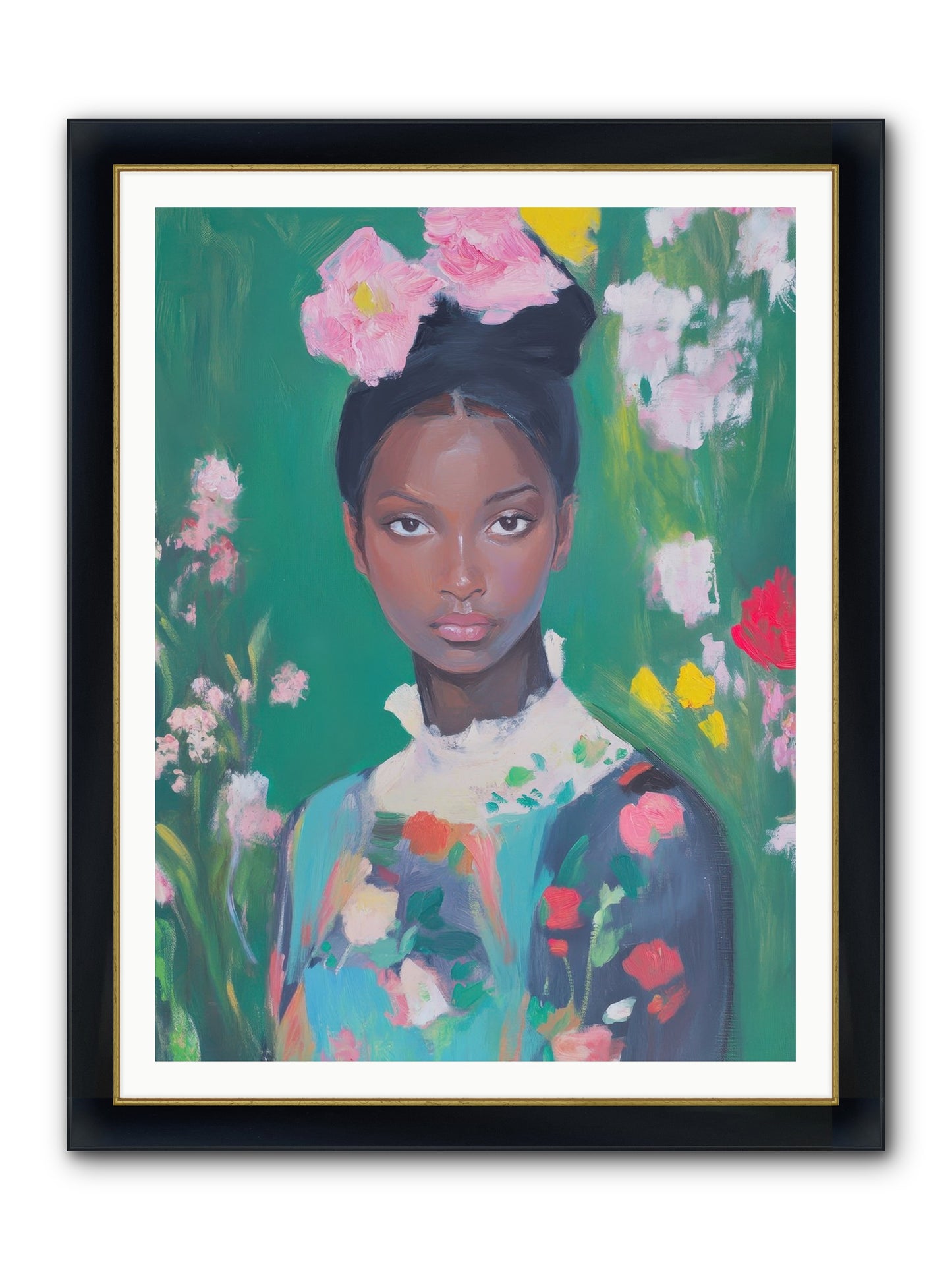 Eglantine Skylark Framed Print - Wide Black w/Gold 36x48