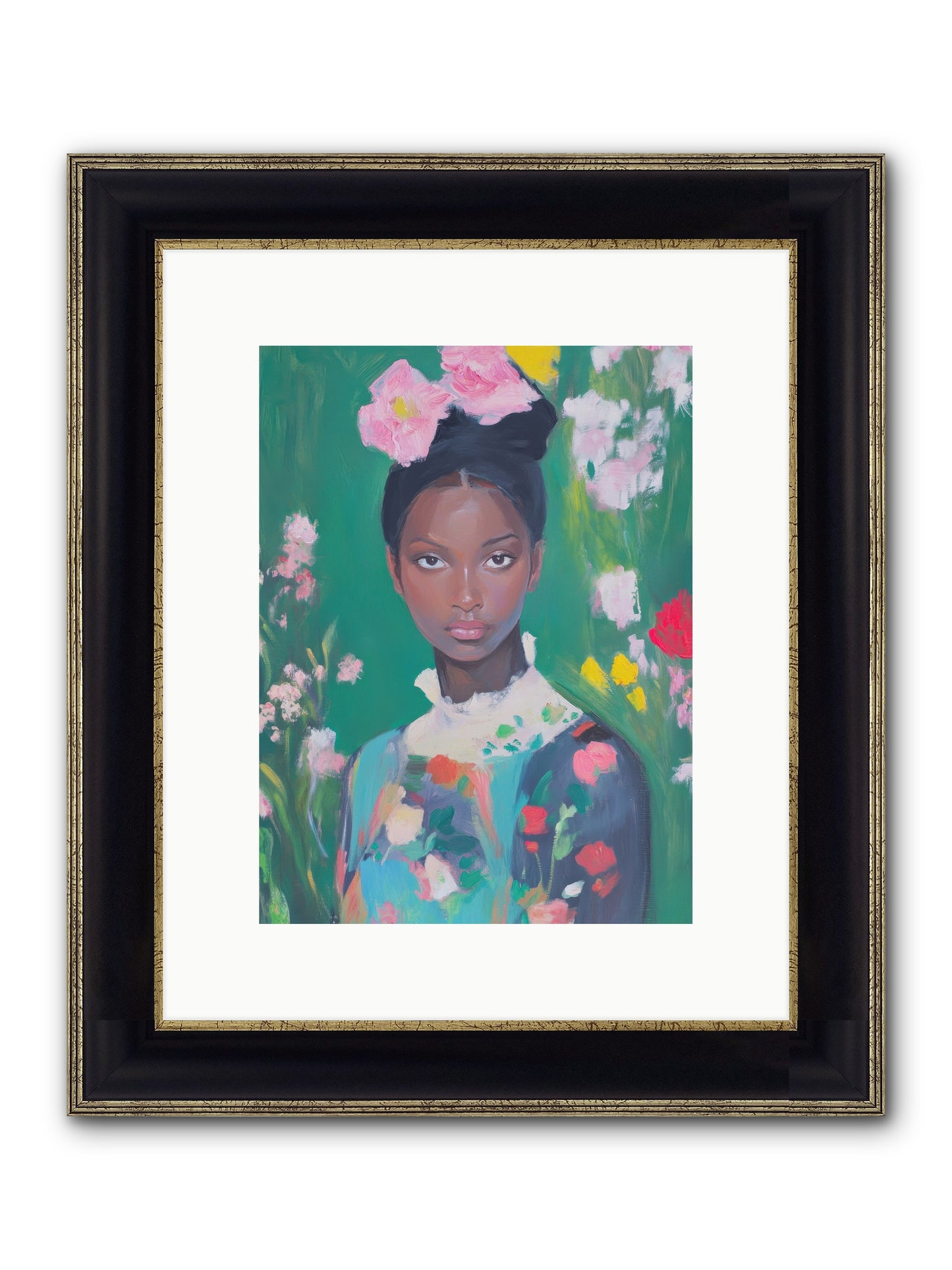 Eglantine Skylark Framed Print - Black & Gold 9x12