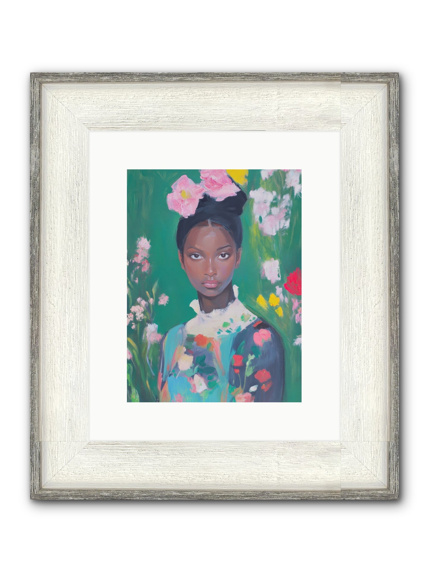 Eglantine Skylark Framed Print - Driftwood White 9x12