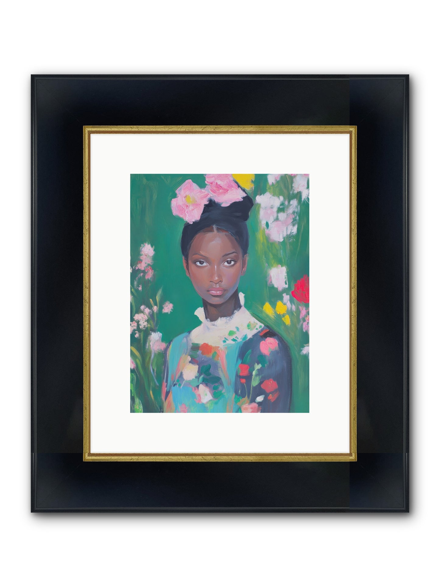 Eglantine Skylark Framed Print - Wide Black w/Gold 9x12