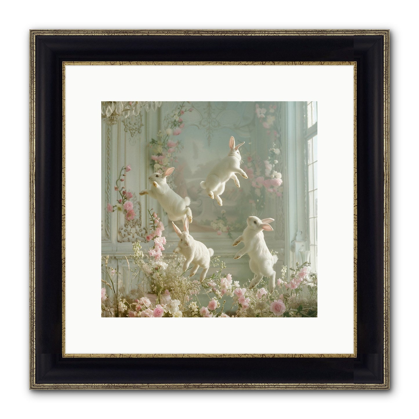 Elation In Bloom Framed Print - Black & Gold 12x12