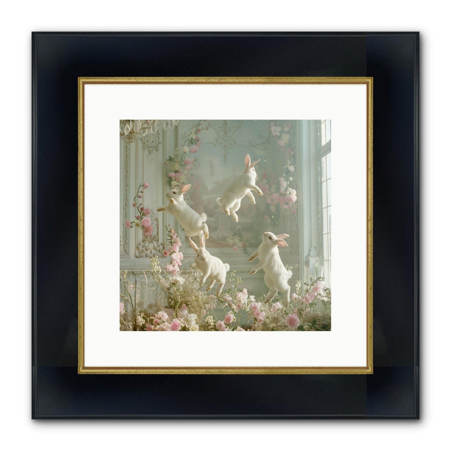 Elation In Bloom Framed Print - Wide Black w/Gold 12x12